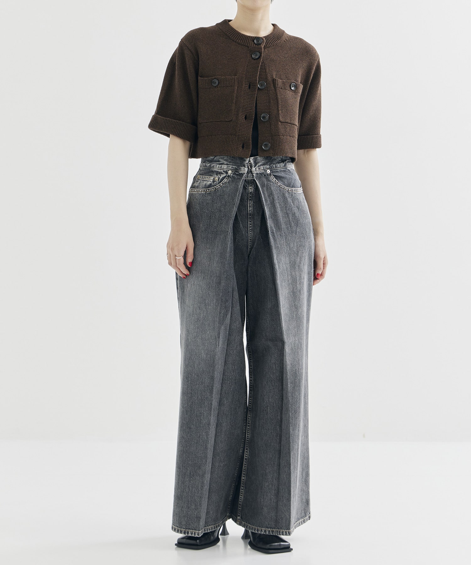 WASHED DENIM WIDE PANTS (SHORT LENGTH) JOHN LAWRENCE SULLIVAN