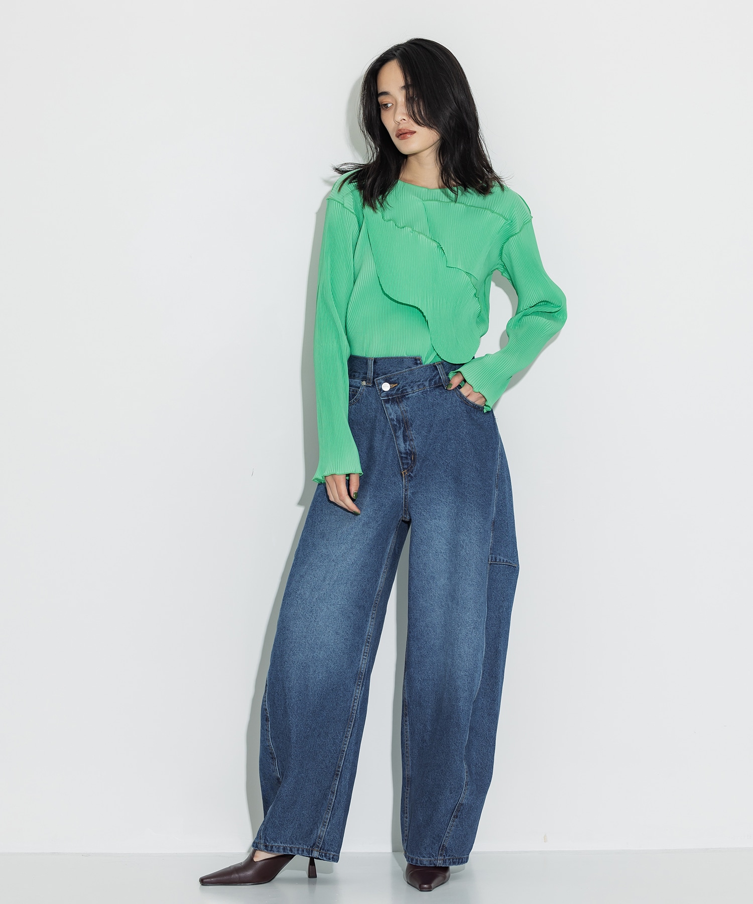 OVER WAIST SWITCHING DENIM AMERI