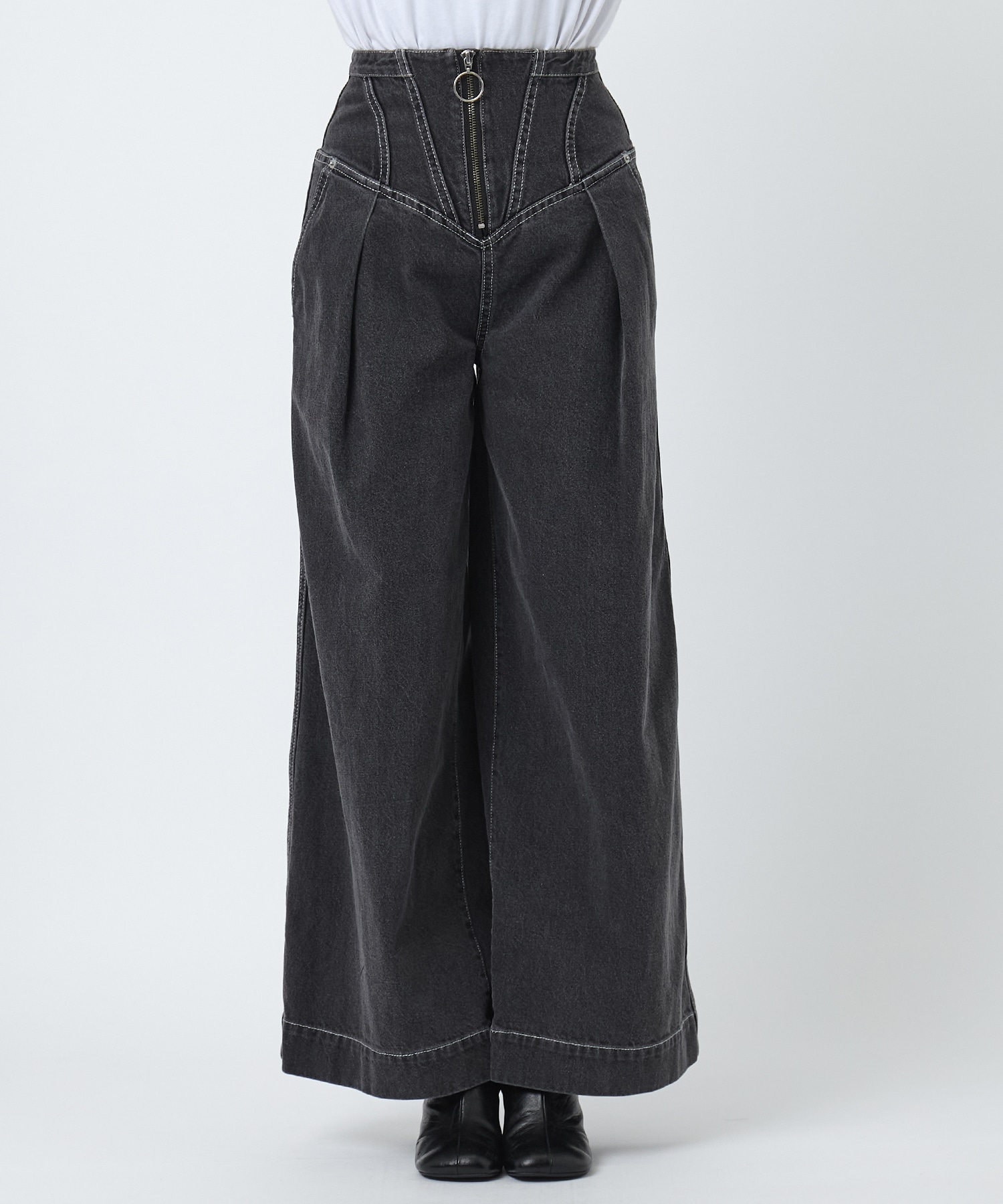 CORSET WAIST DENIM WIDE PANTS THINGS THAT MATTER