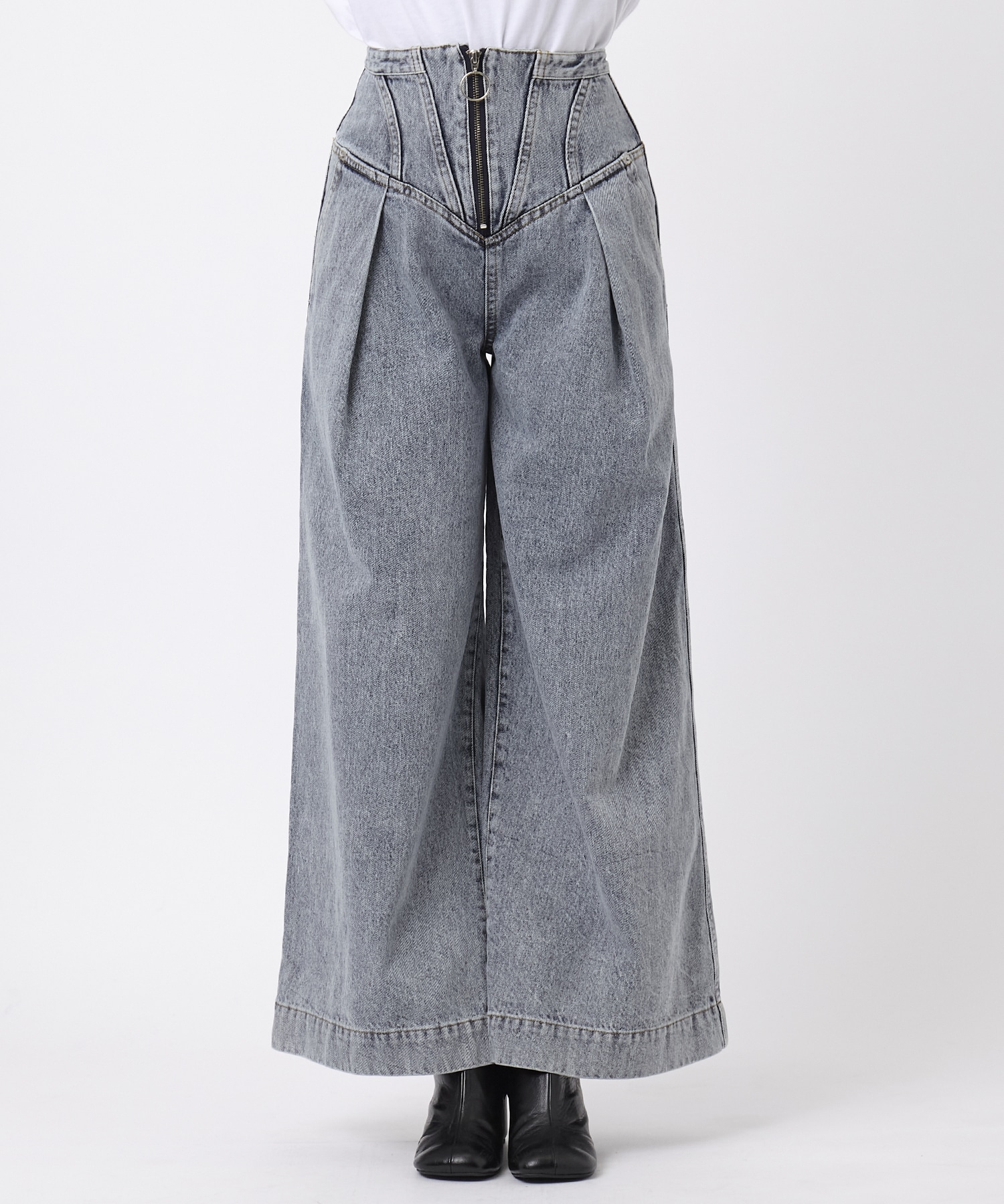 CORSET WAIST DENIM WIDE PANTS THINGS THAT MATTER