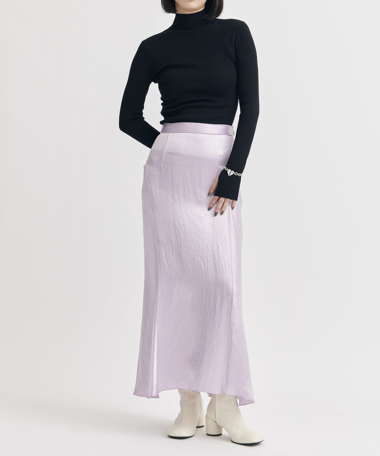 BACK SLIT ACETATE SATIN MAXI SKIRT THINGS THAT MATTER