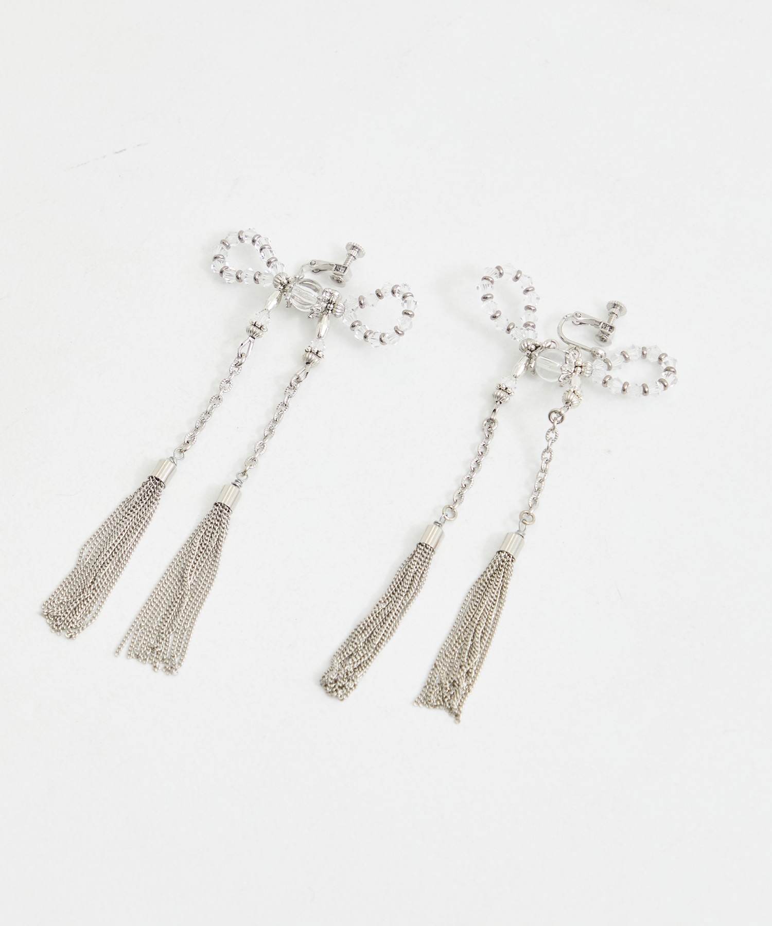 crystal ribbon chain earrings tanakadaisuke