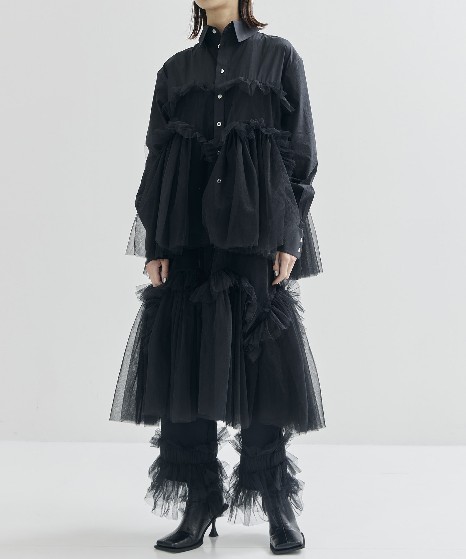 Shirt with Swell Ruffle Tulle VIVIANO