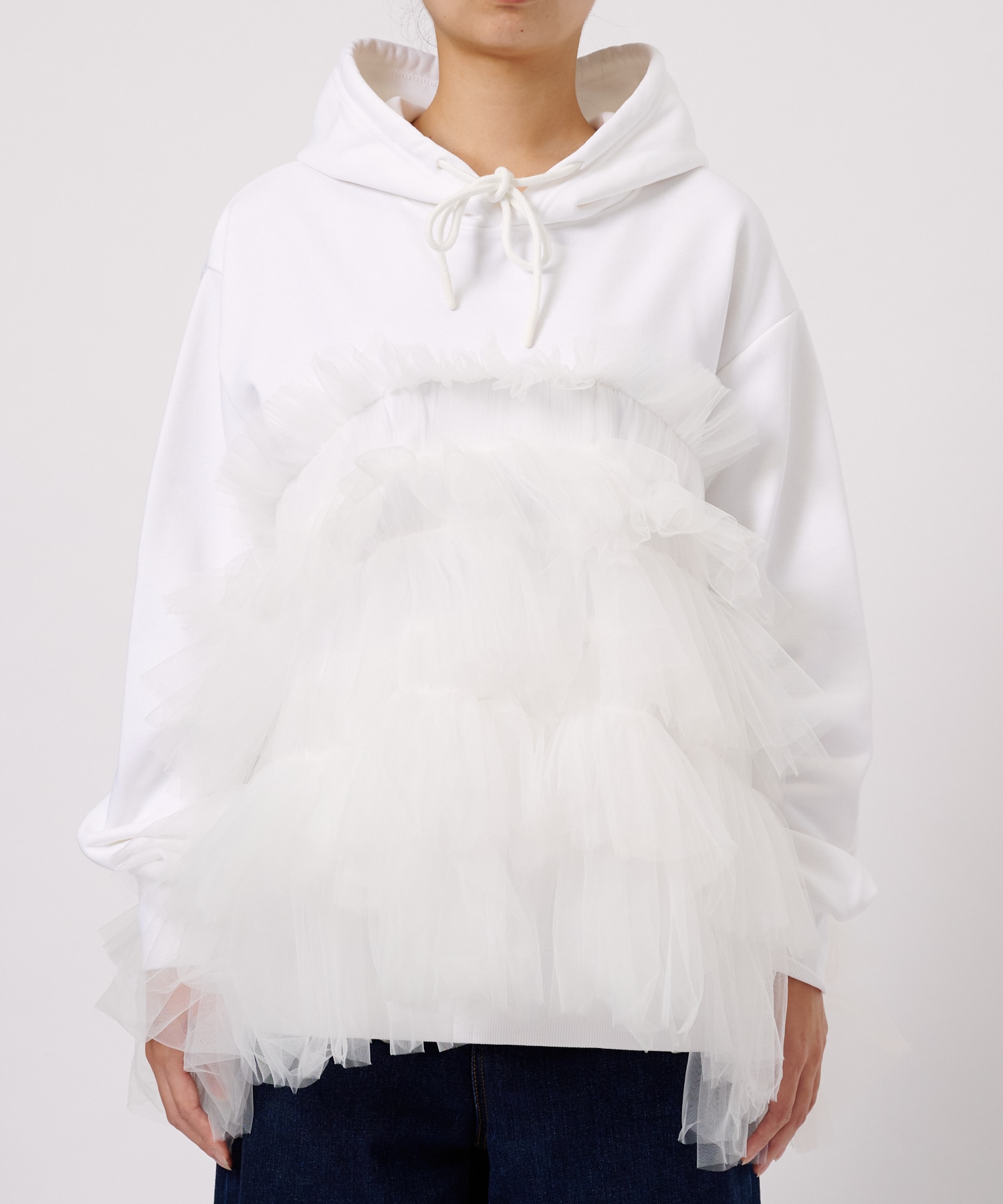 Gathered Tulle Hoodie VIVIANO