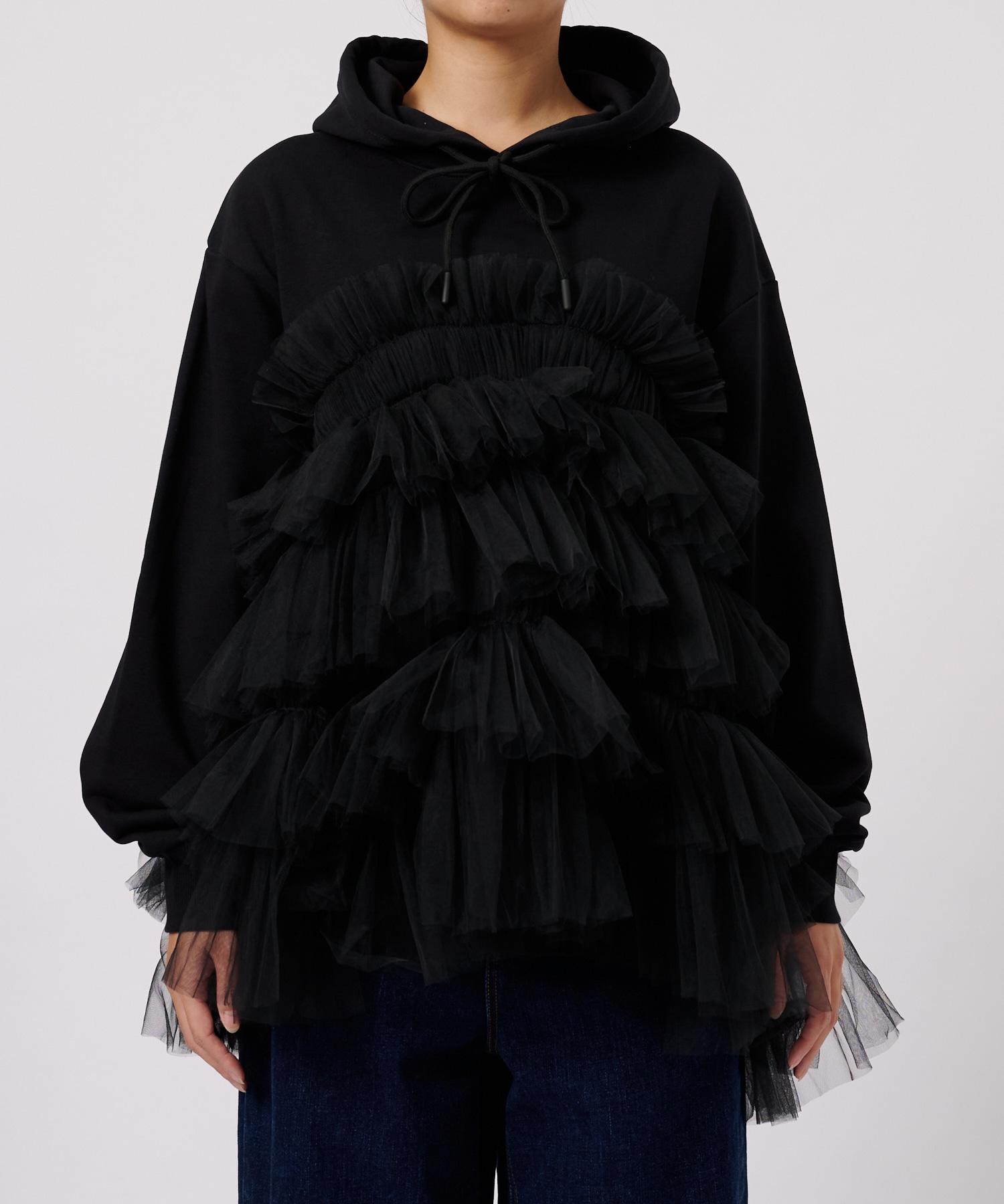 Gathered Tulle Hoodie VIVIANO