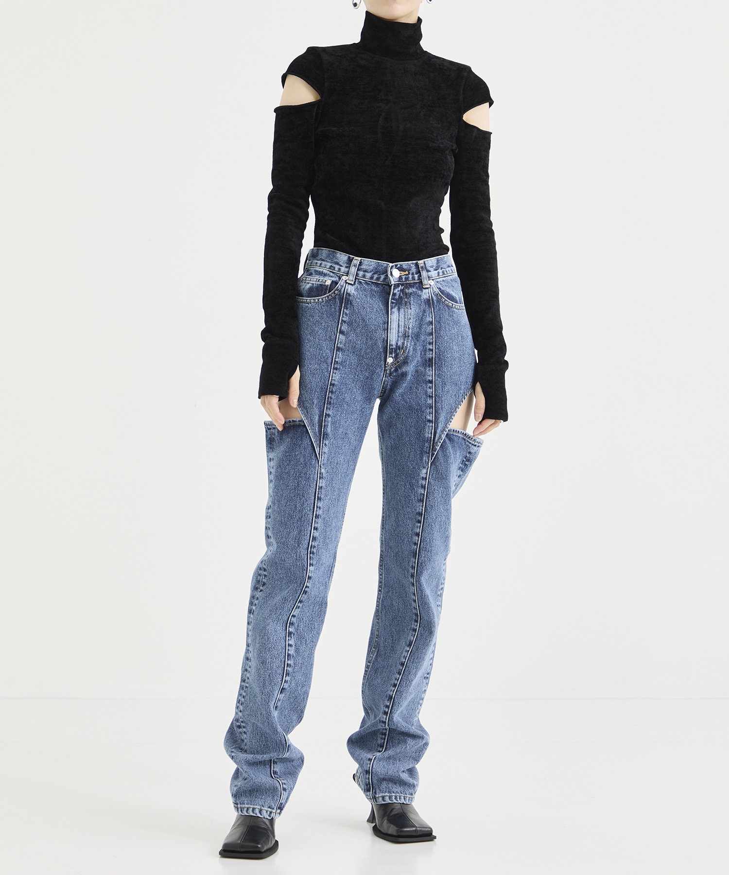 VELOUR KNIT TURTLENECK BODYSUTS FETICO