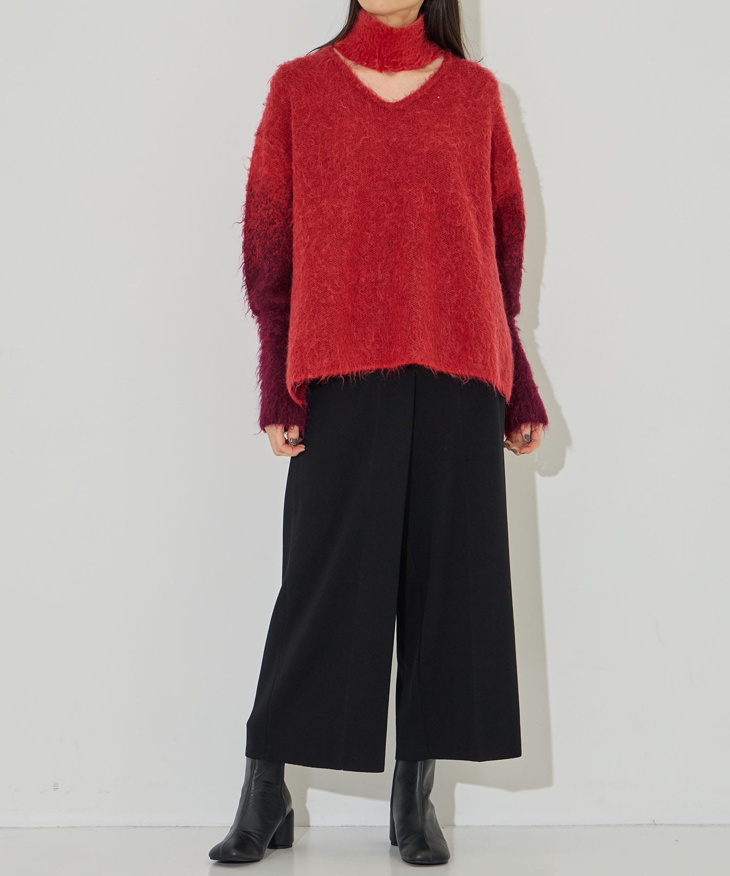 MOHAIR OPEN HIGHNECK KNIT MUKASA