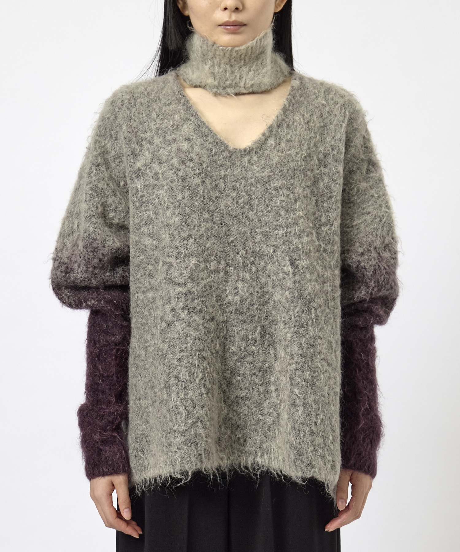 MOHAIR OPEN HIGHNECK KNIT MUKASA