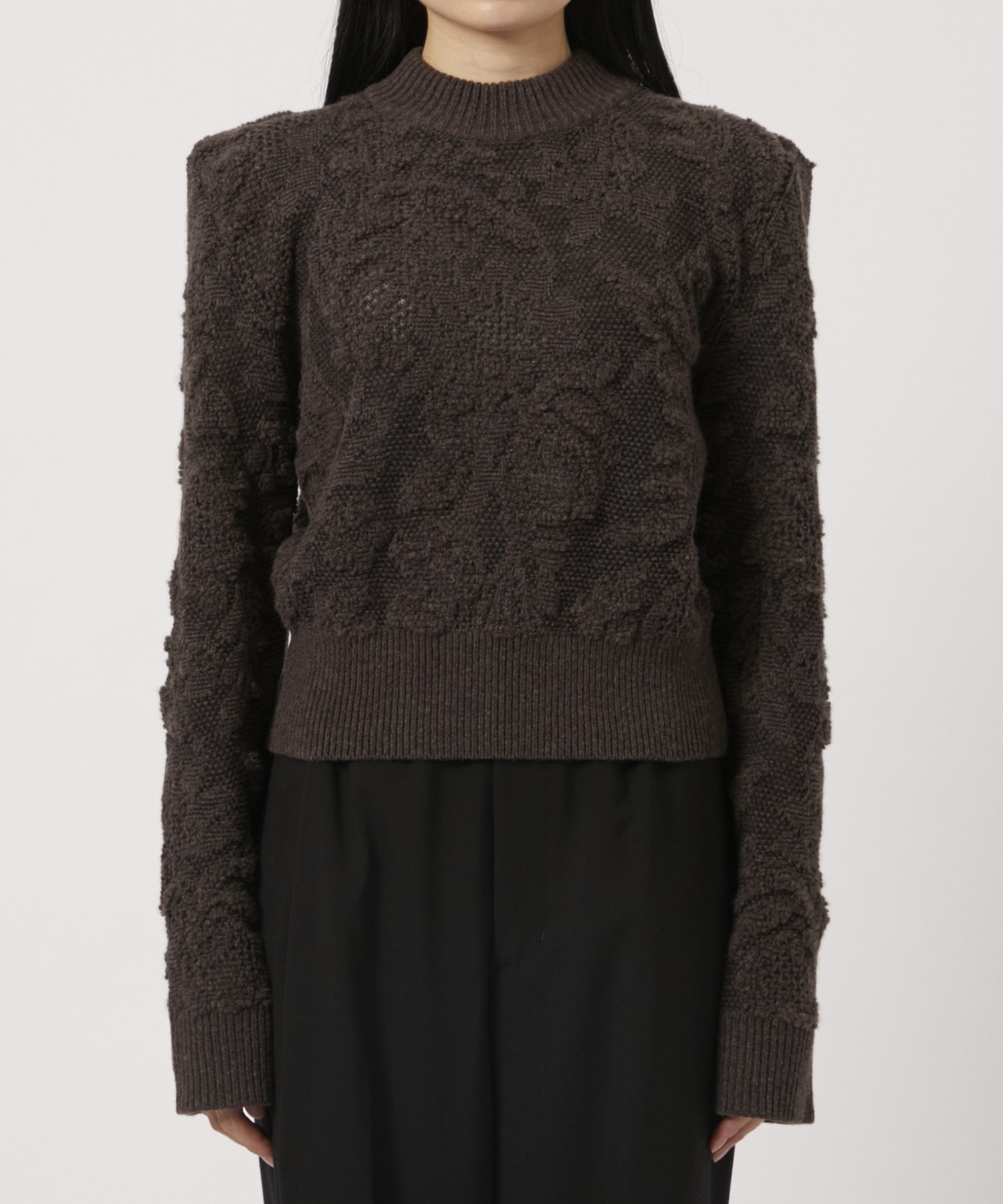 SQUARE SHOULDER LACE JACQUARD SWEATER 