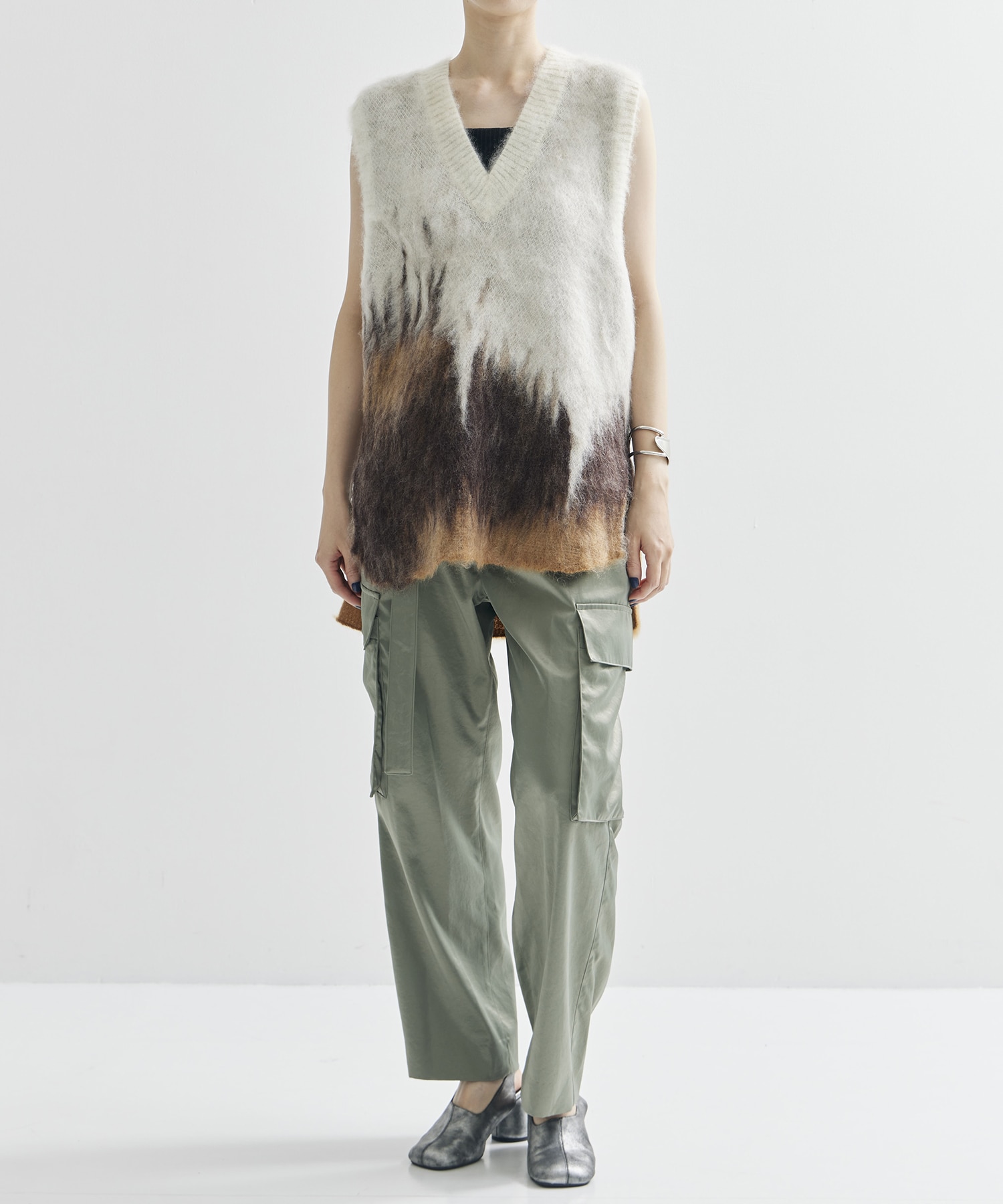 Drip Glaze Pattern Mohair Knitted Vest Mame Kurogouchi