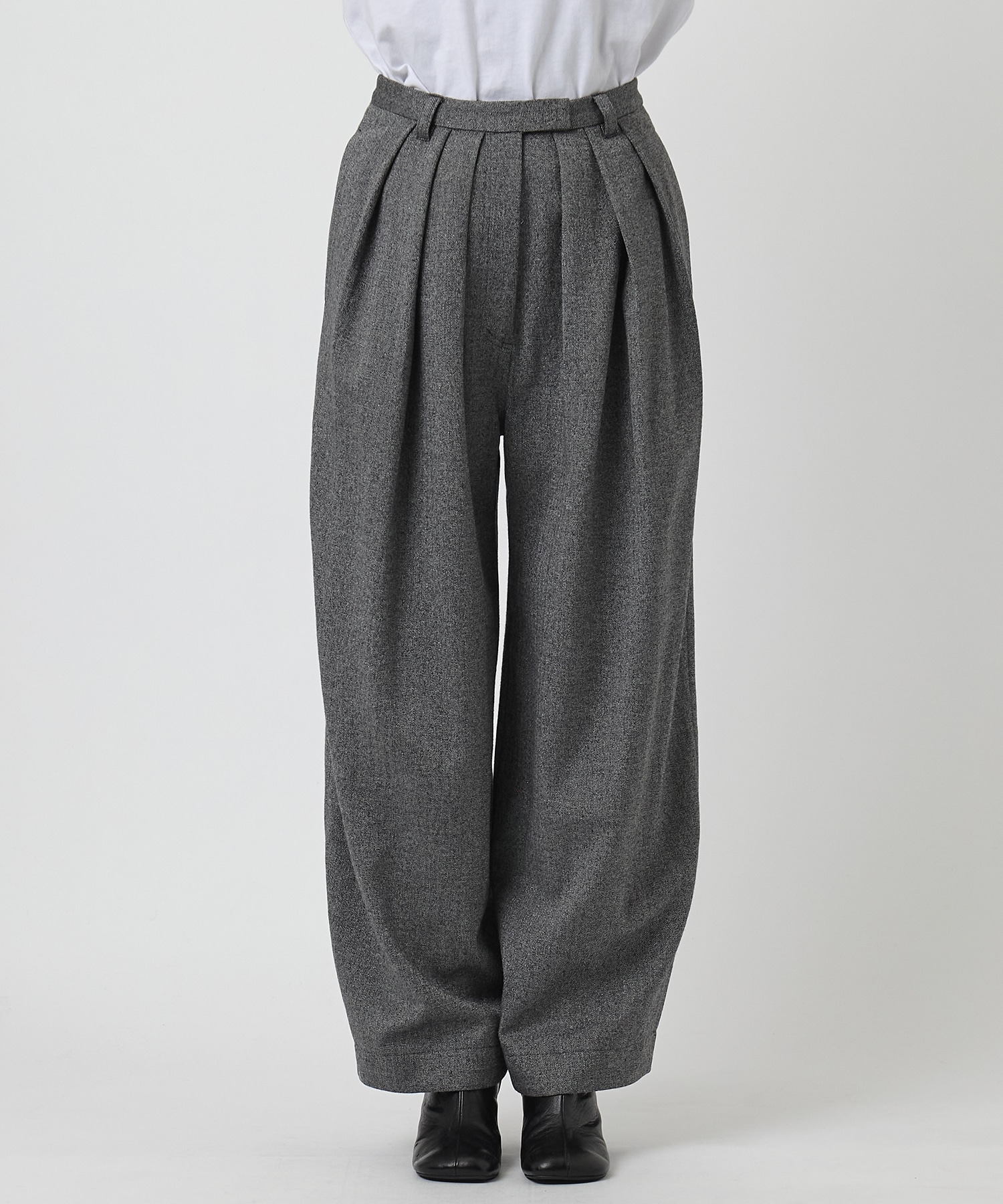 WOOL MIX HERRINGBONE COCOON PANTS THINGS THAT MATTER