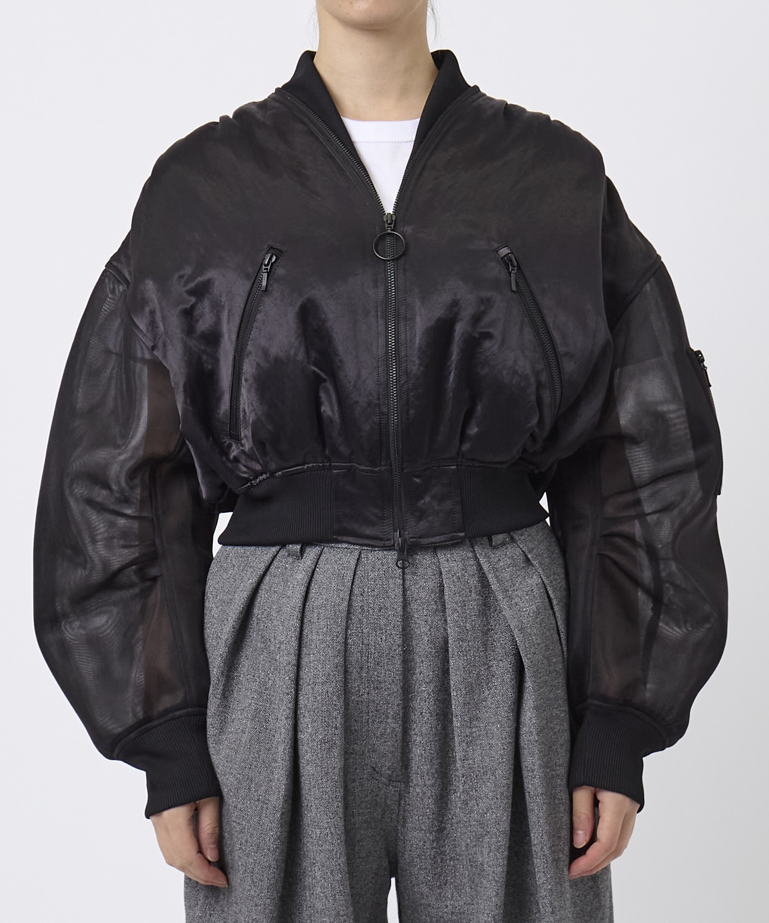 SHEER SLEEVES COMPACT MA-1 BLOUSON THINGS THAT MATTER