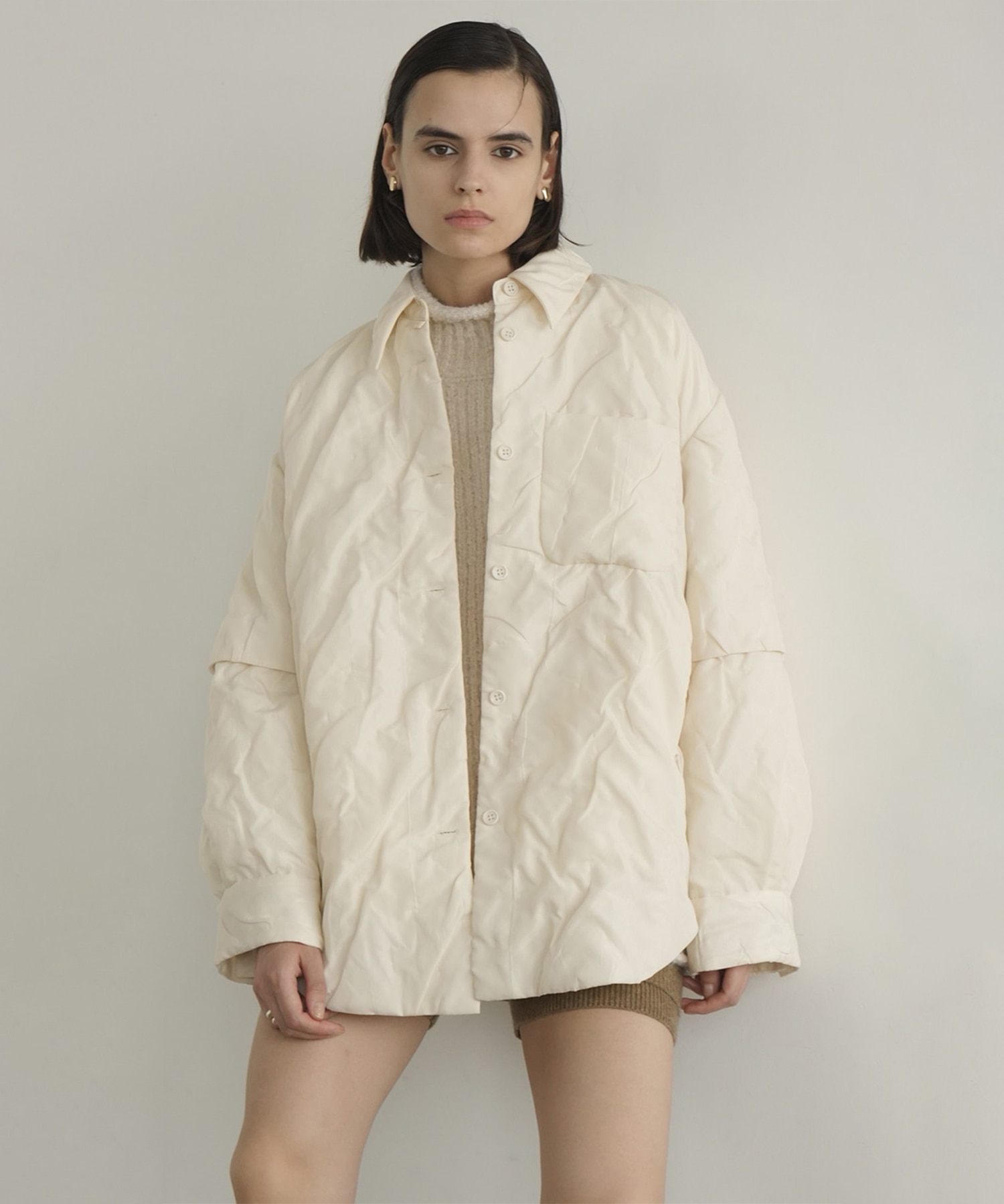 PADDED CRUMPLY SHIRT JACKET CLANE