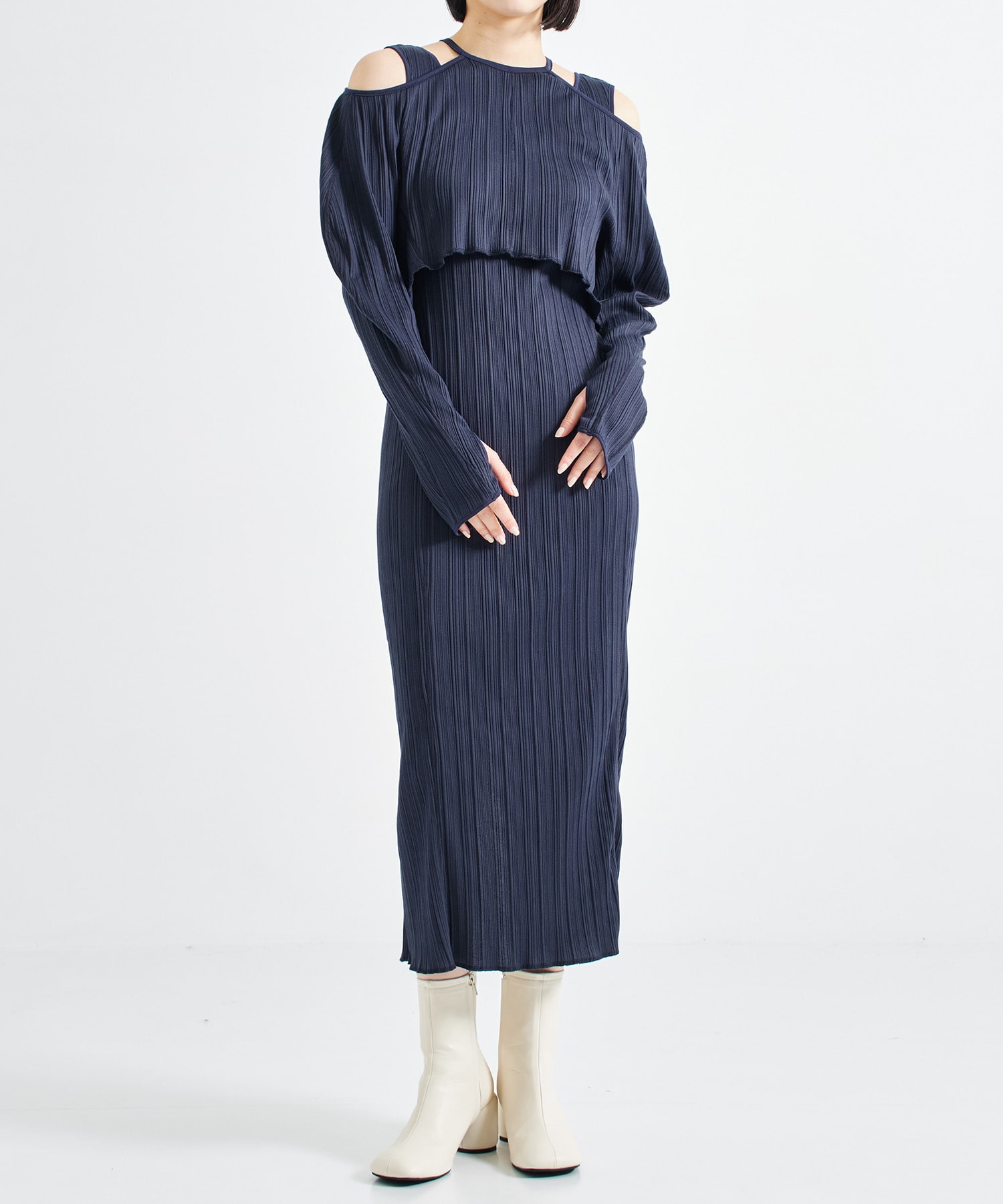 Random Ribbed Organic Cotton 2way Dress Mame Kurogouchi