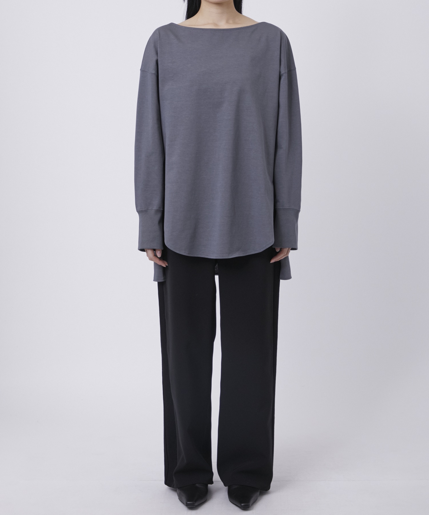 Oversized Cotton Boat Neck Top Mame Kurogouchi