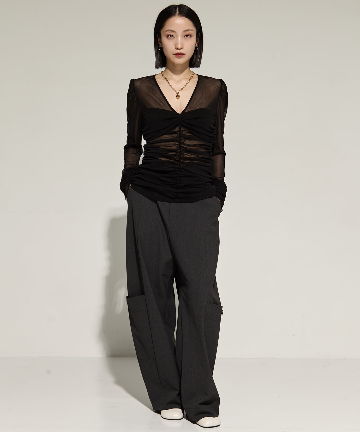 別注 TULLE GATHERED TOP FETICO
