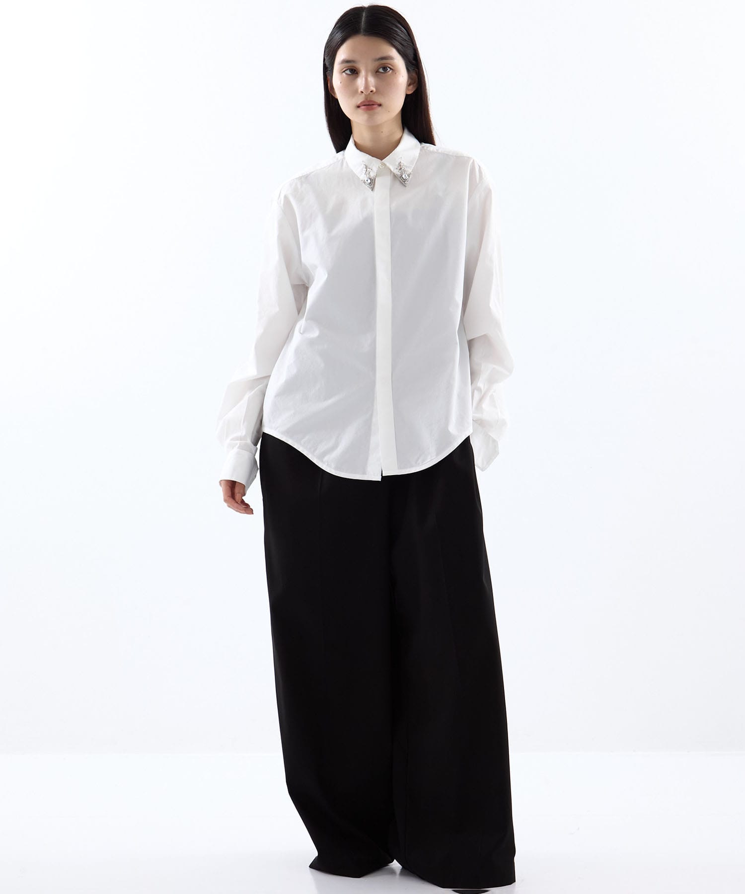 crystal silver tip lapel shirt tanakadaisuke