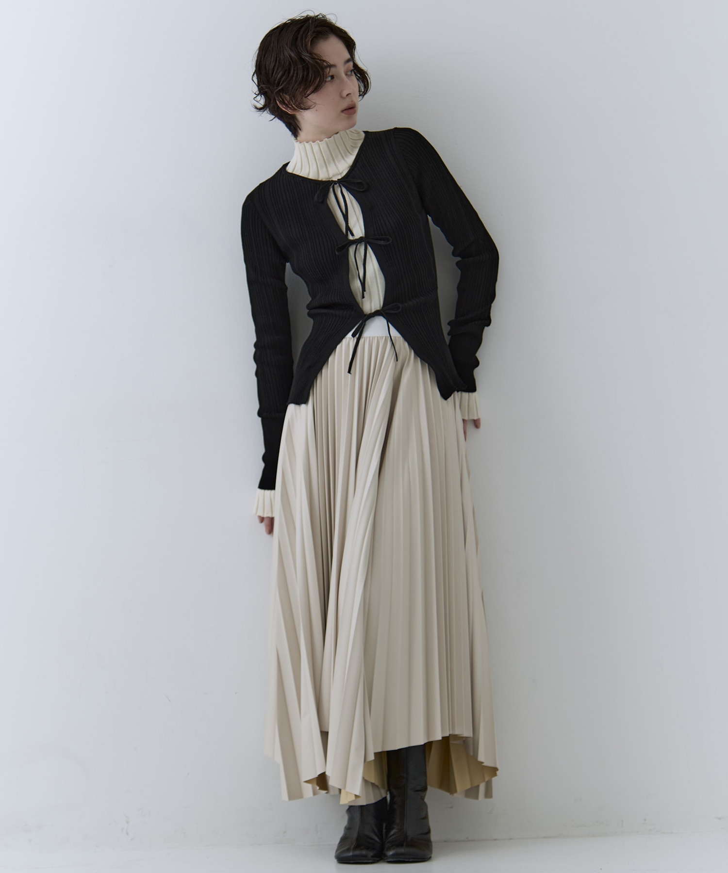 Ribbon Front Knit Cardigan STUDIOUS