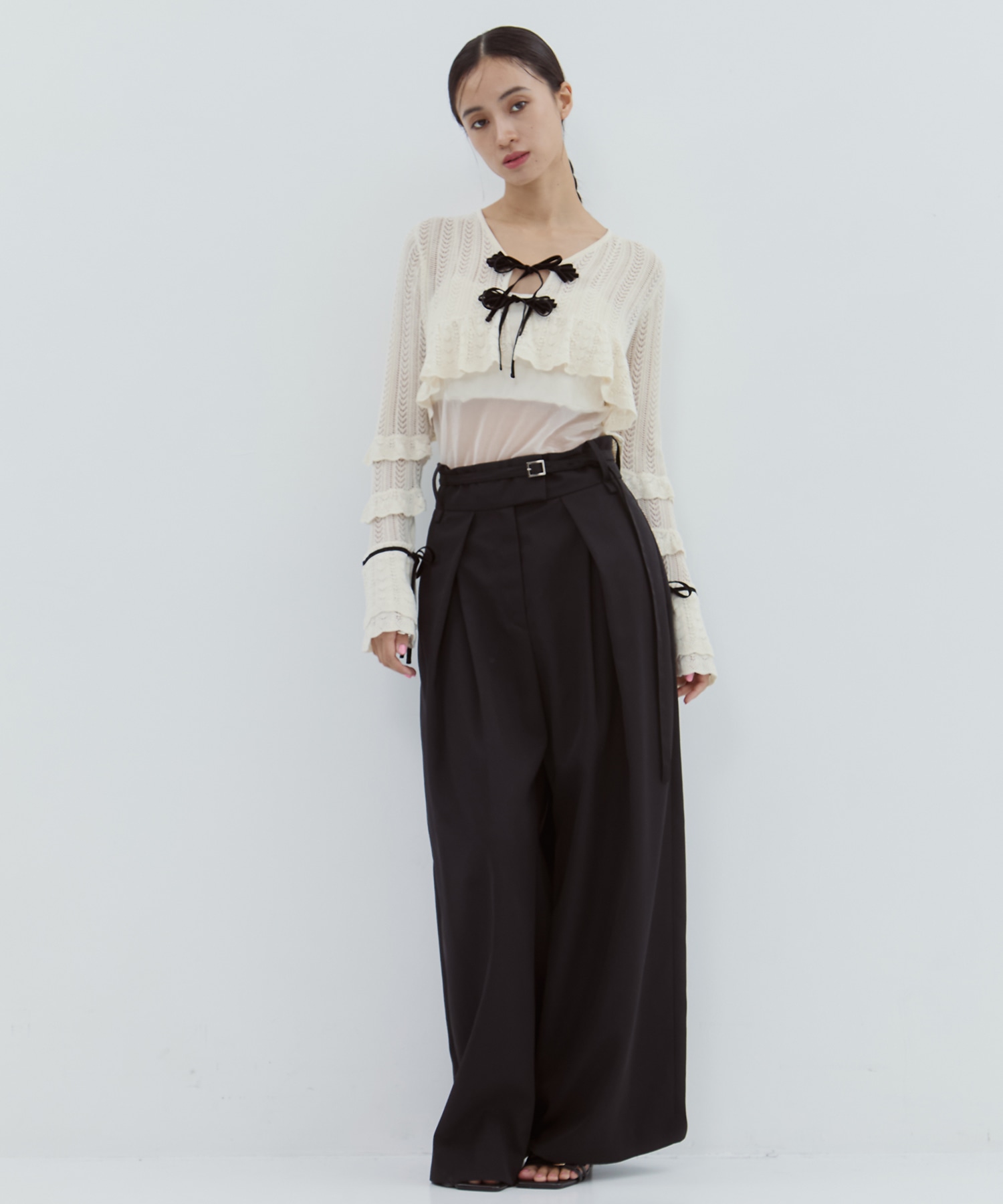 double ribbon knit cardigan tanakadaisuke