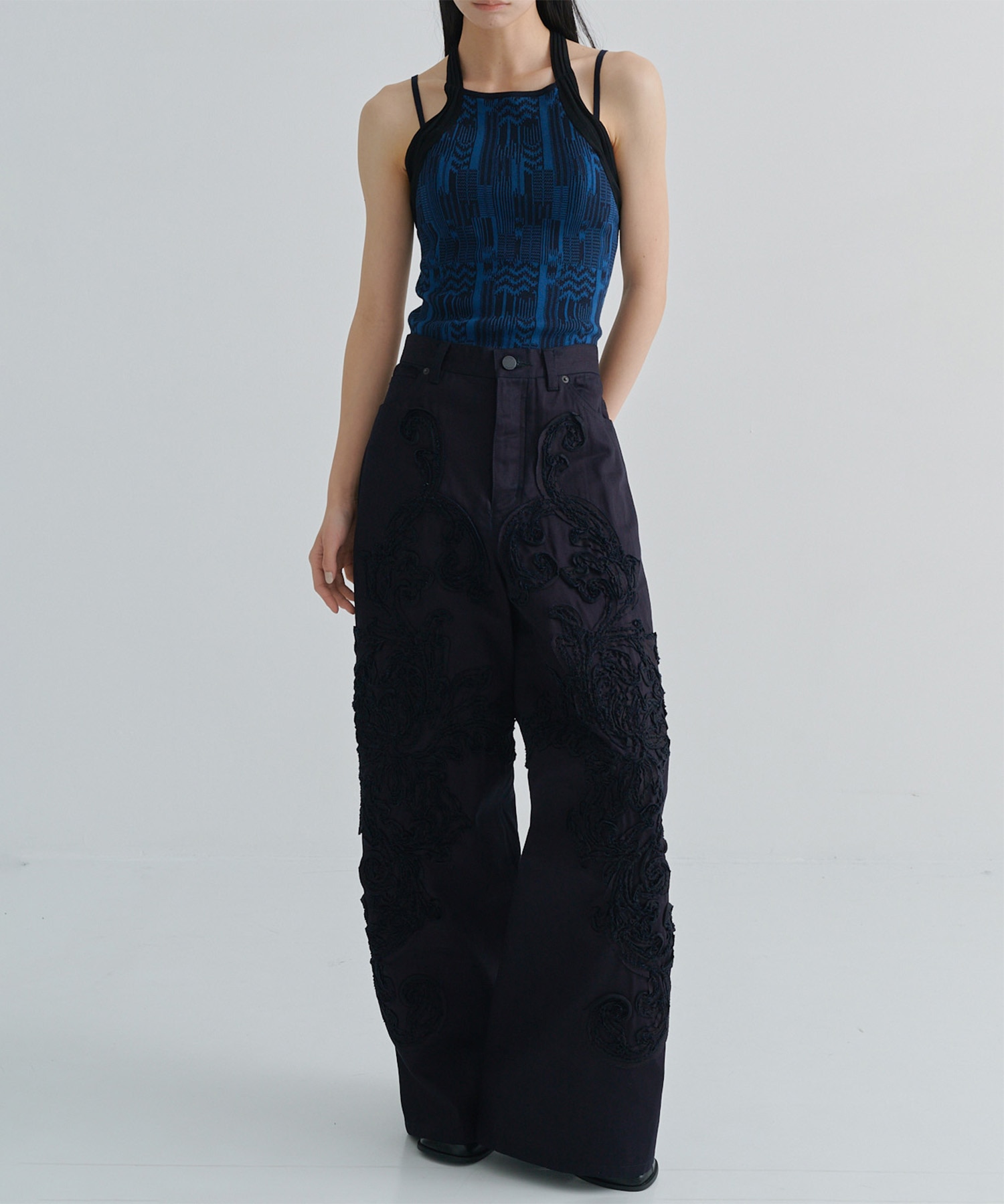 DENIM WIDE PANTS(刺繍) TAAKK