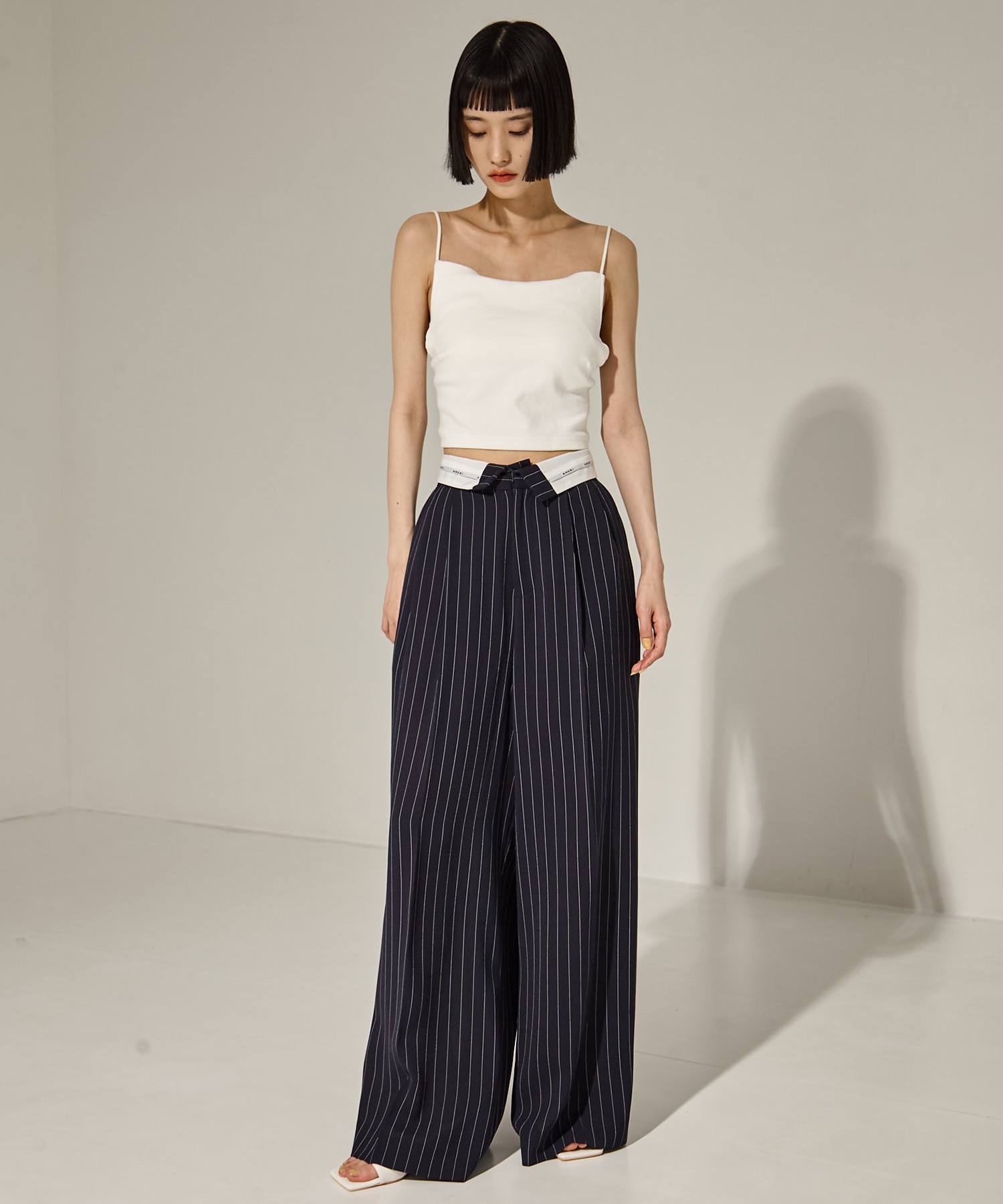 TURN BACK WATIST WIDE PANTS AMERI