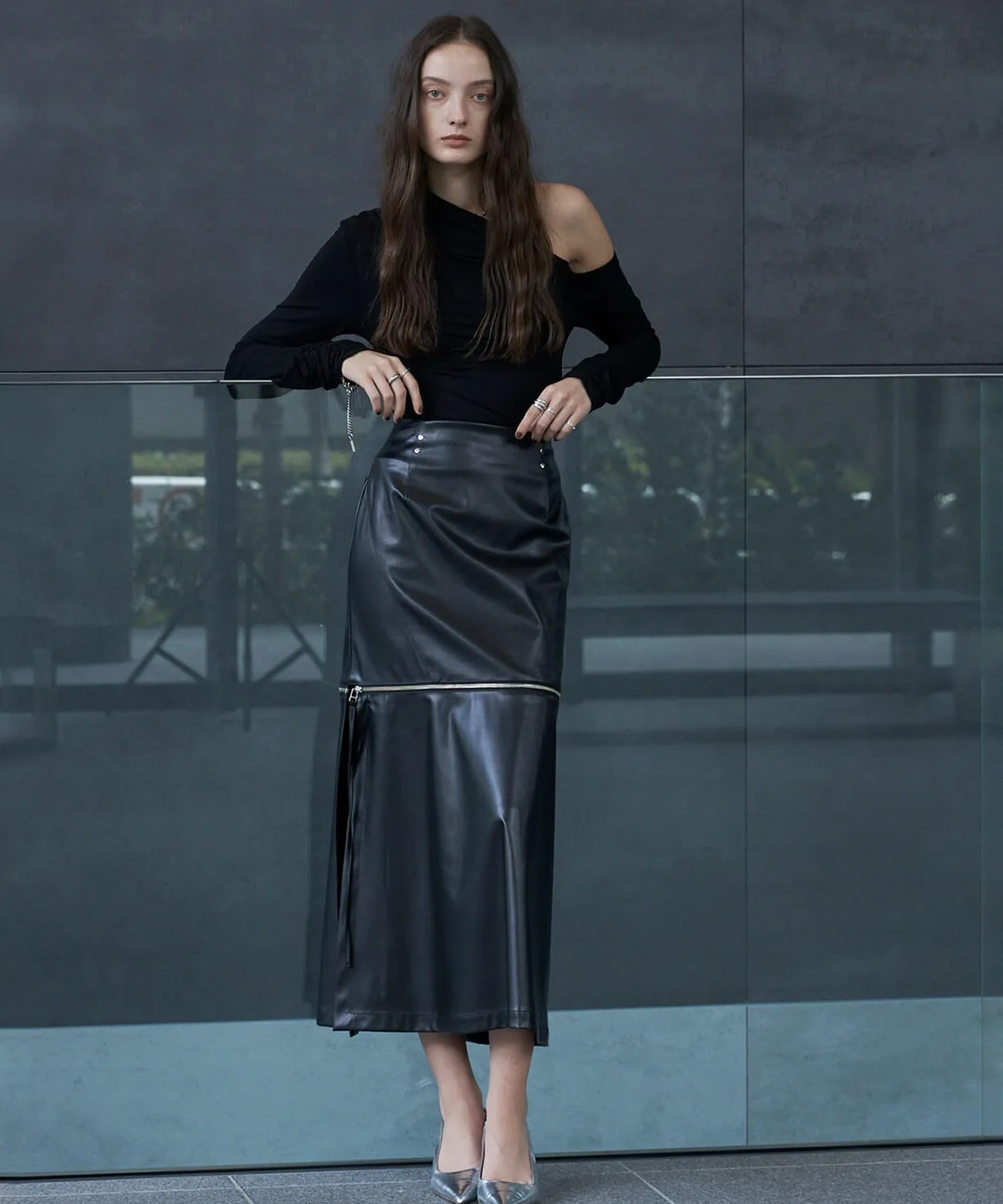 LEATHER ZIP SKIRT JOSEMOON