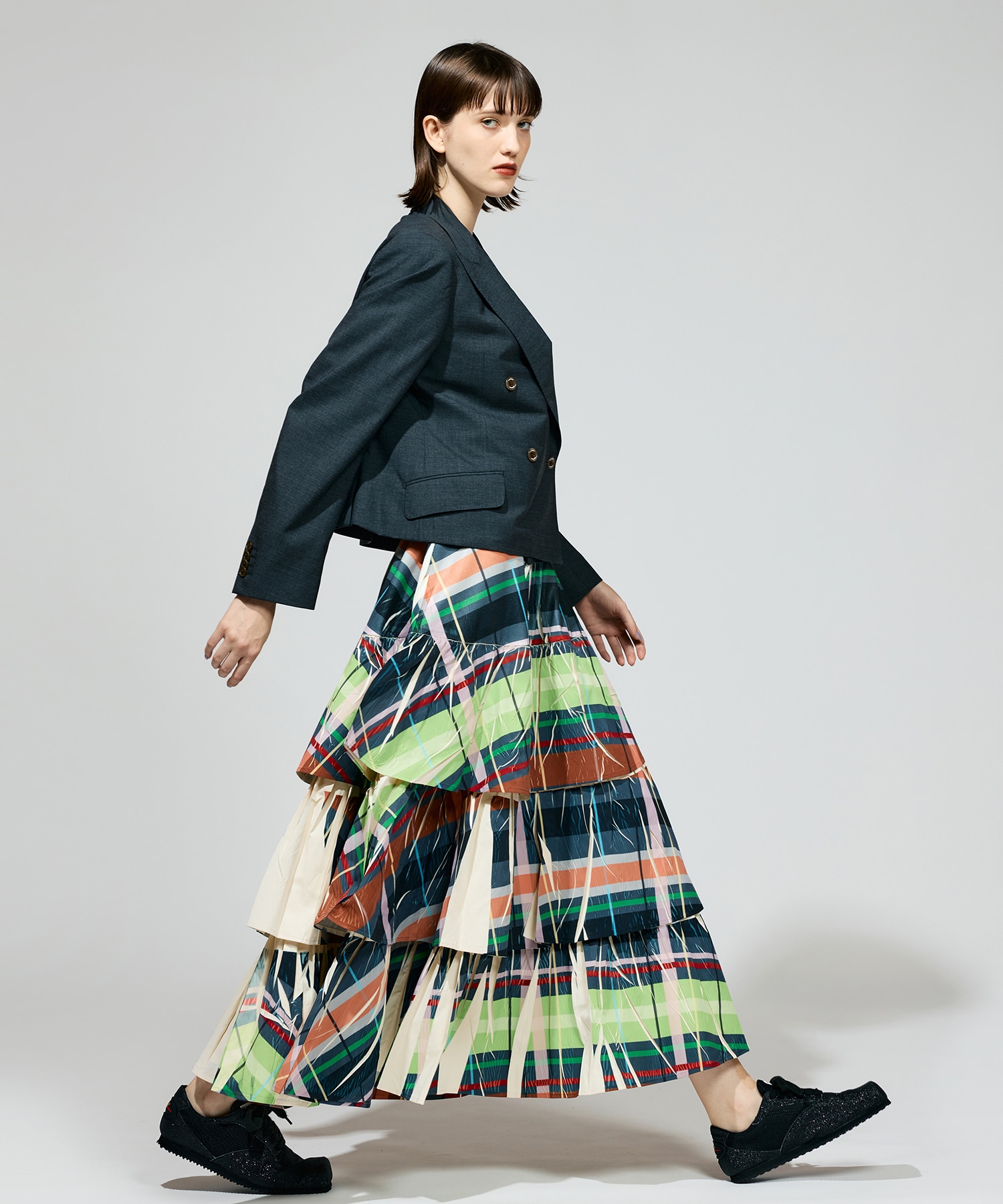 DIRECT PRINT RIB GATHER LONG SKIRT NON TOKYO