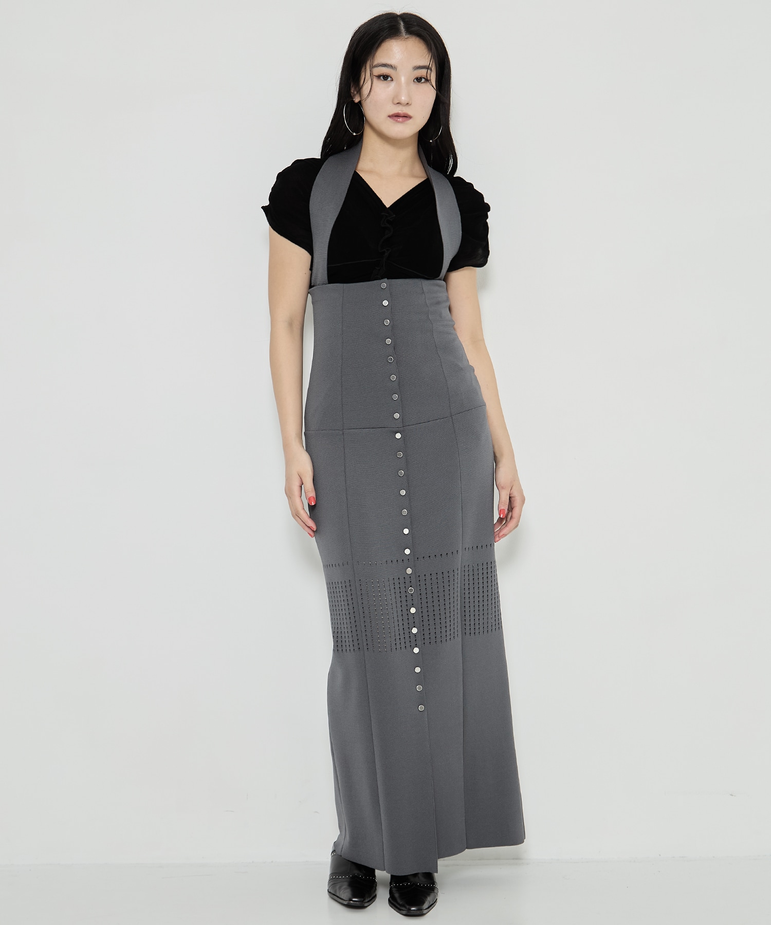 STRAPS KNIT LONG SKIRT FETICO