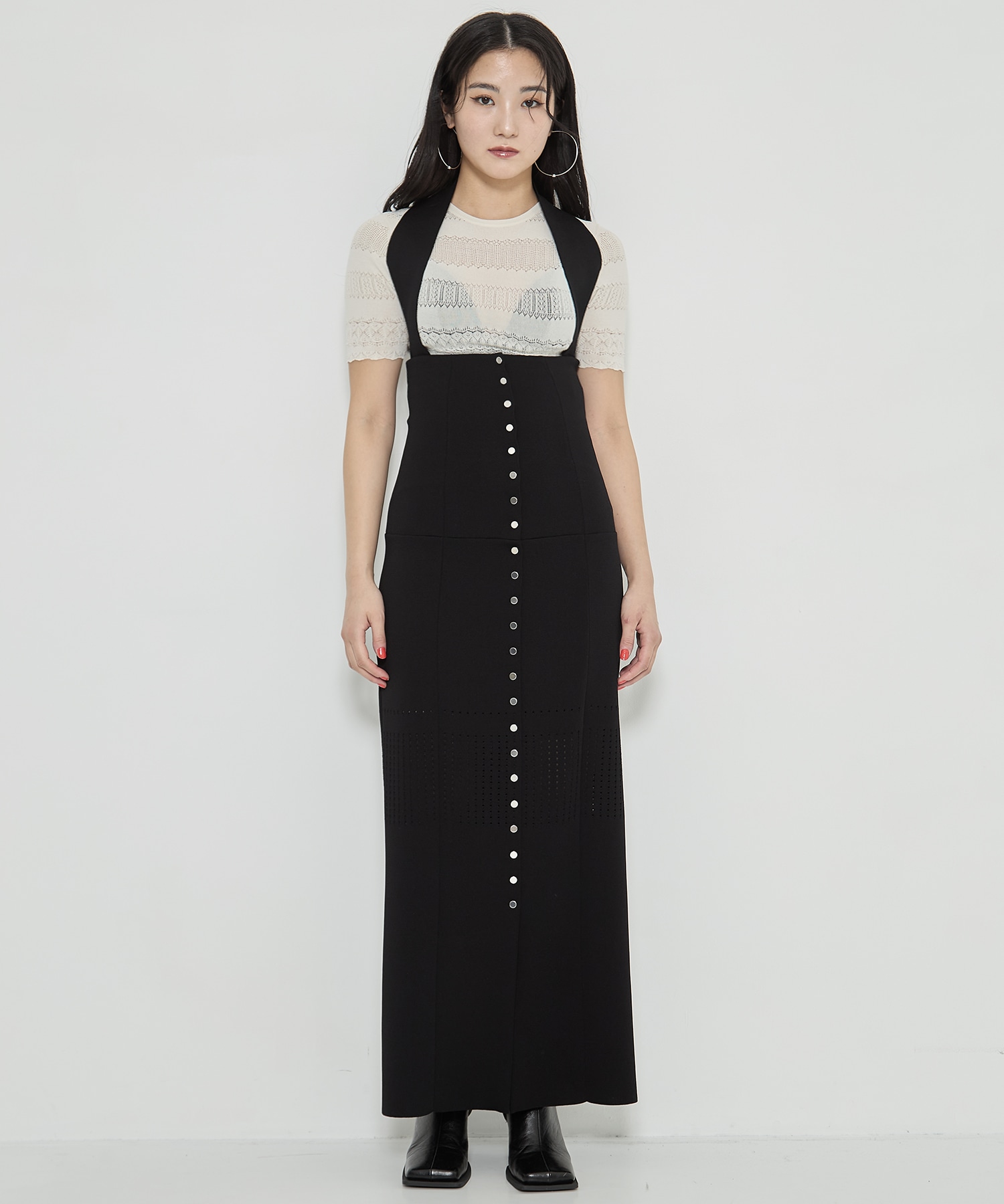 STRAPS KNIT LONG SKIRT FETICO