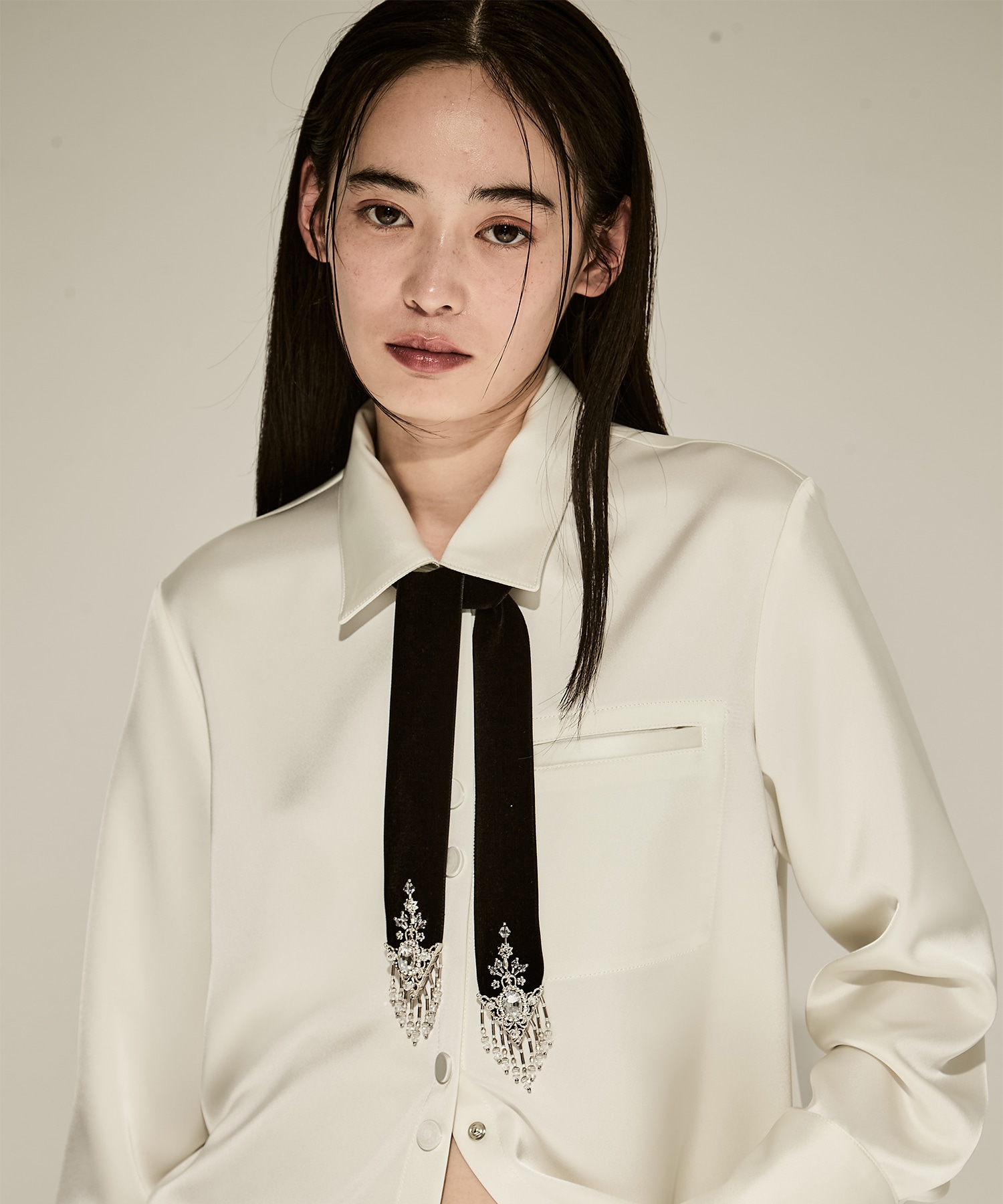 crystal silver tip velvet long ribbon tanakadaisuke