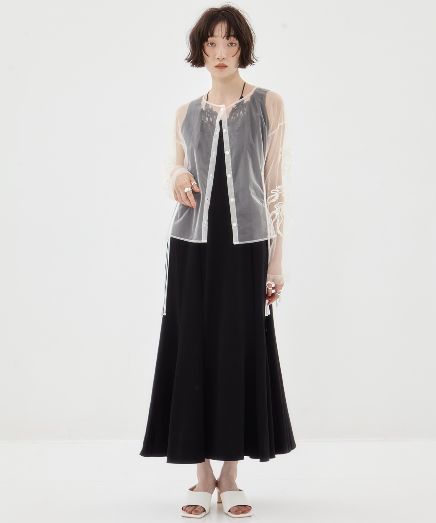 EX.embroidered tulle cardigan MURRAL