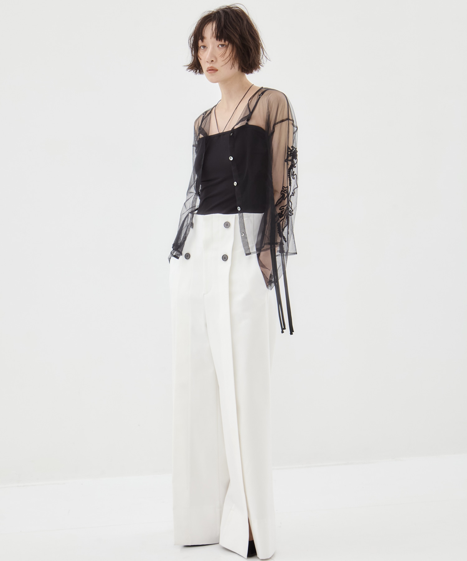 EX.embroidered tulle cardigan MURRAL