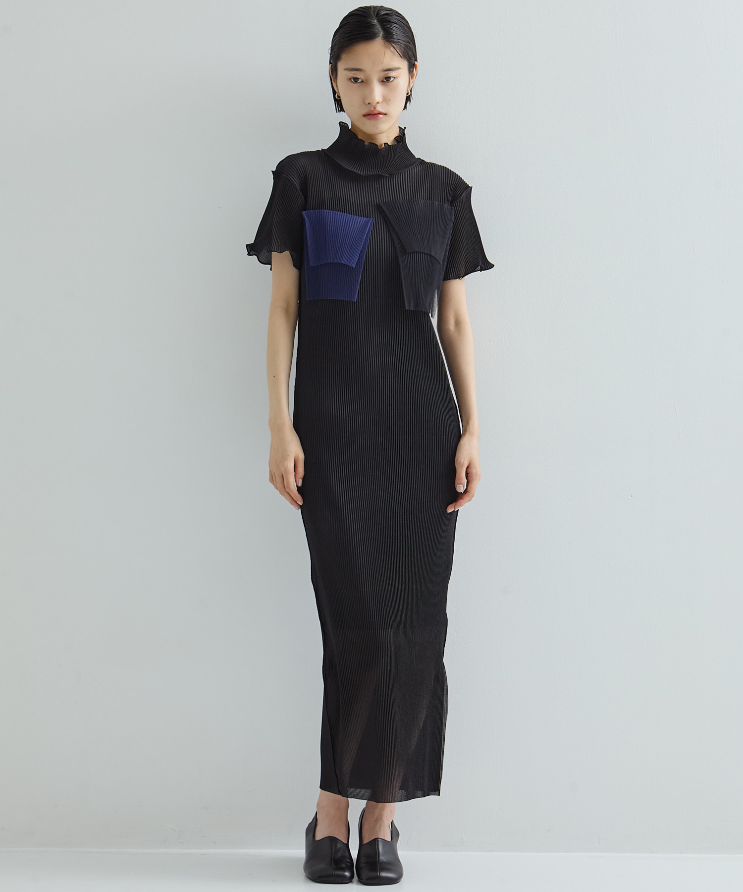 別注SHEER LAYERED SHORT SLEEVE HIGH NECK  DRESS kotohayokozawa
