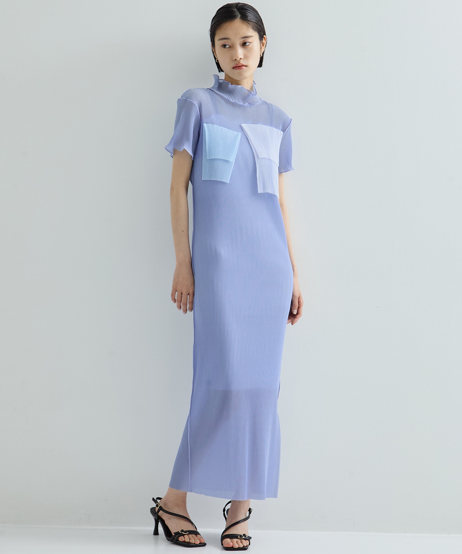 別注SHEER LAYERED SHORT SLEEVE HIGH NECK  DRESS kotohayokozawa