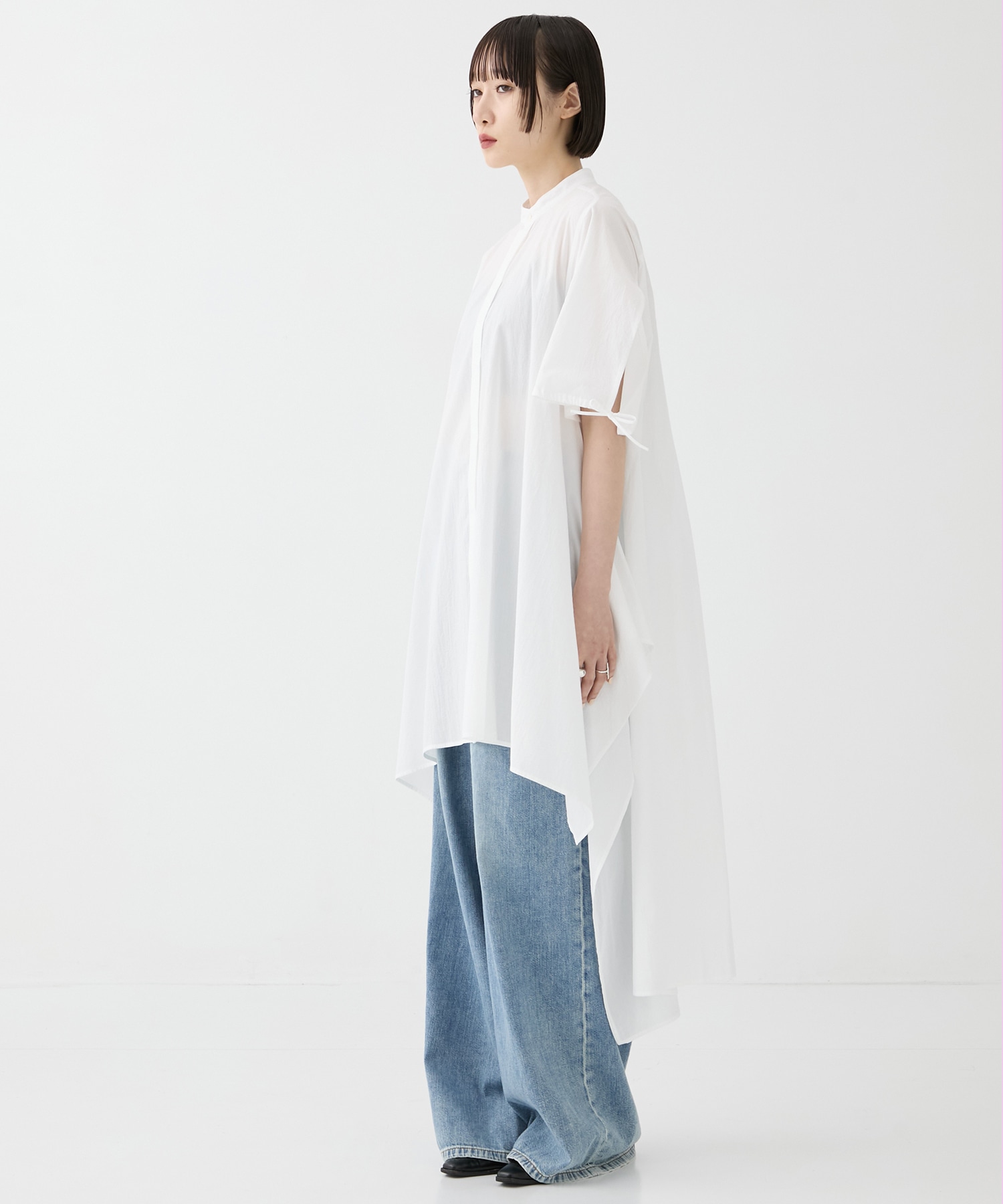 別注 Coボイルサッカーケープスリーブシャツ FEMMENT
