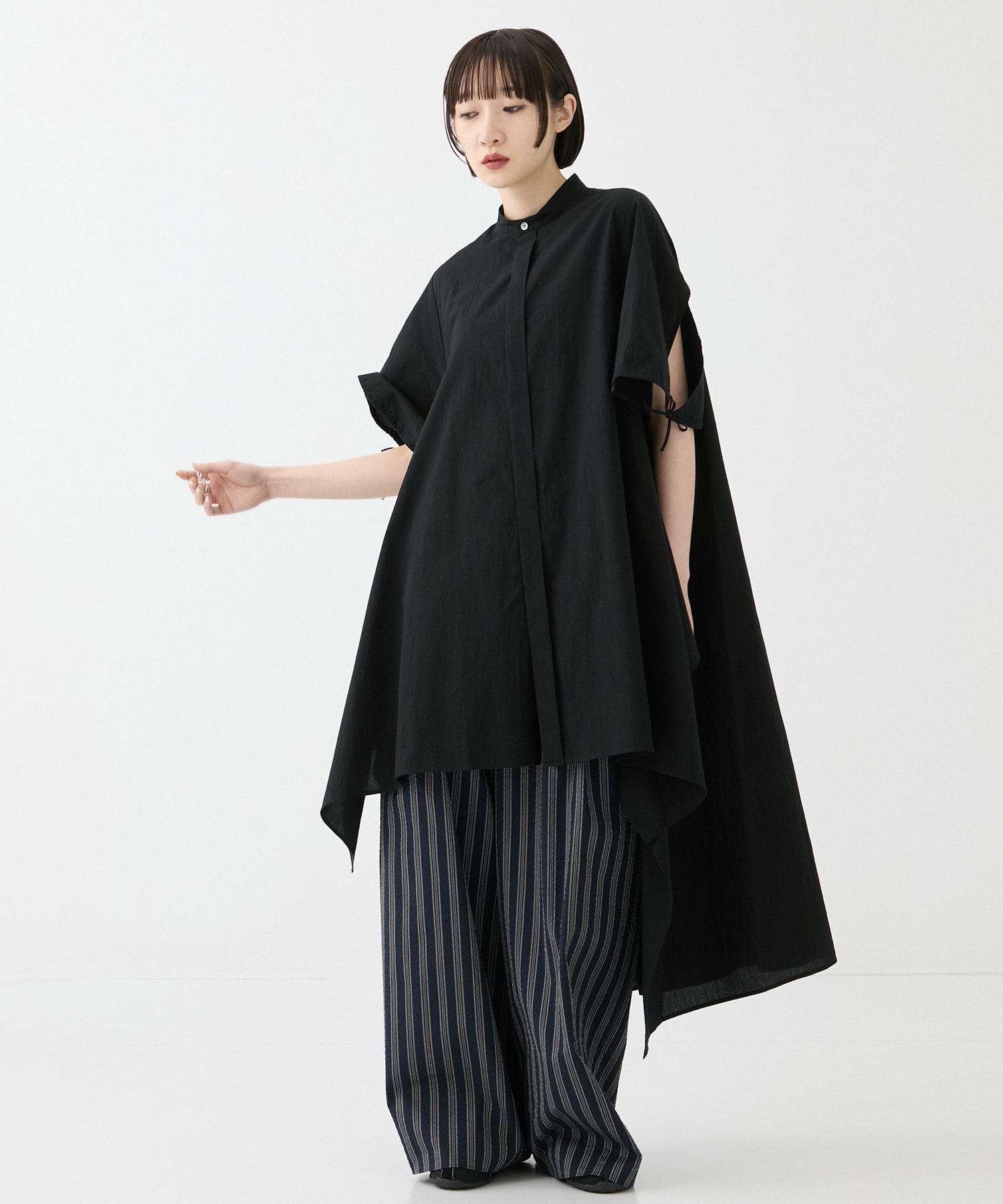 別注 Coボイルサッカーケープスリーブシャツ FEMMENT