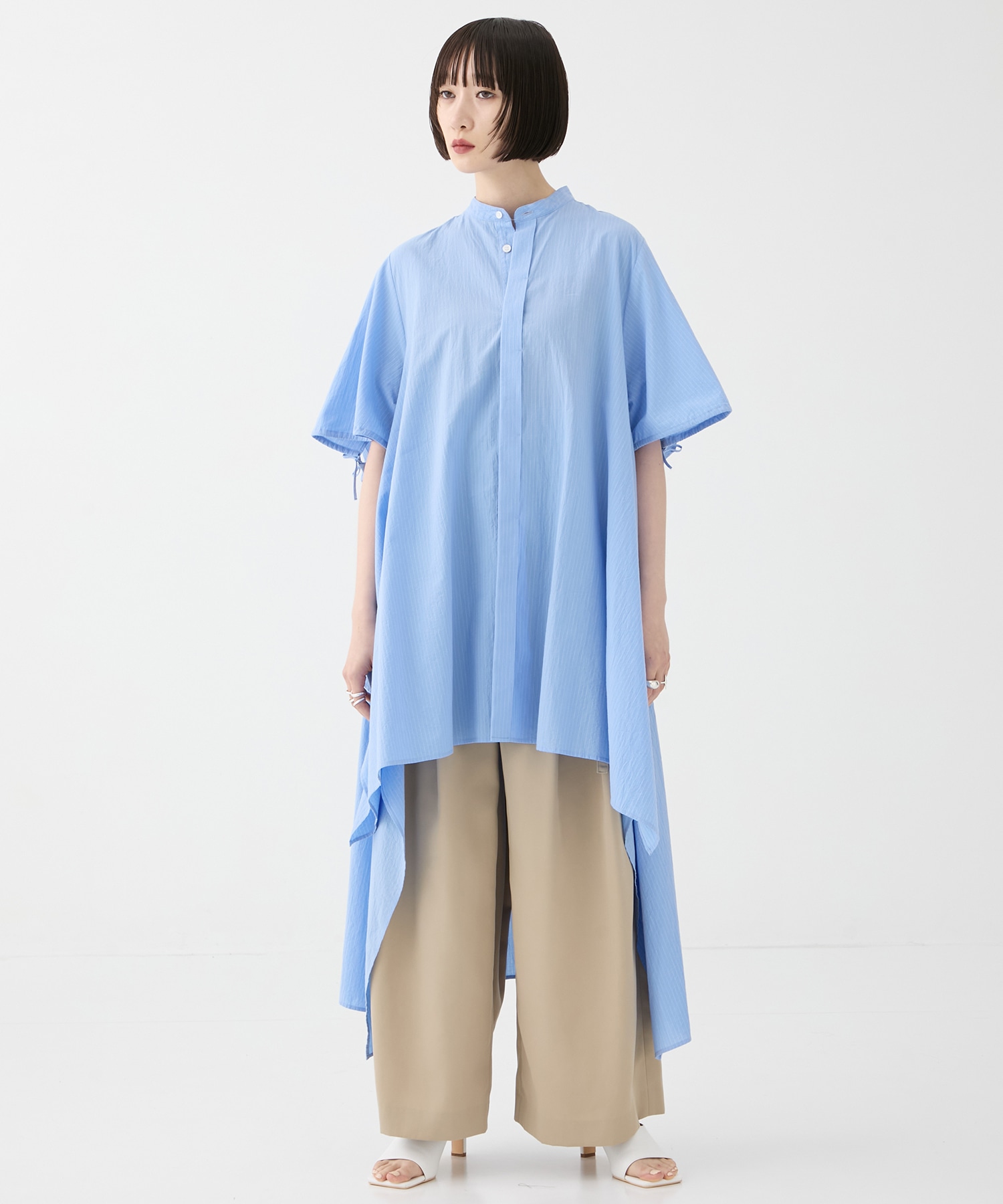 別注 Coボイルサッカーケープスリーブシャツ FEMMENT