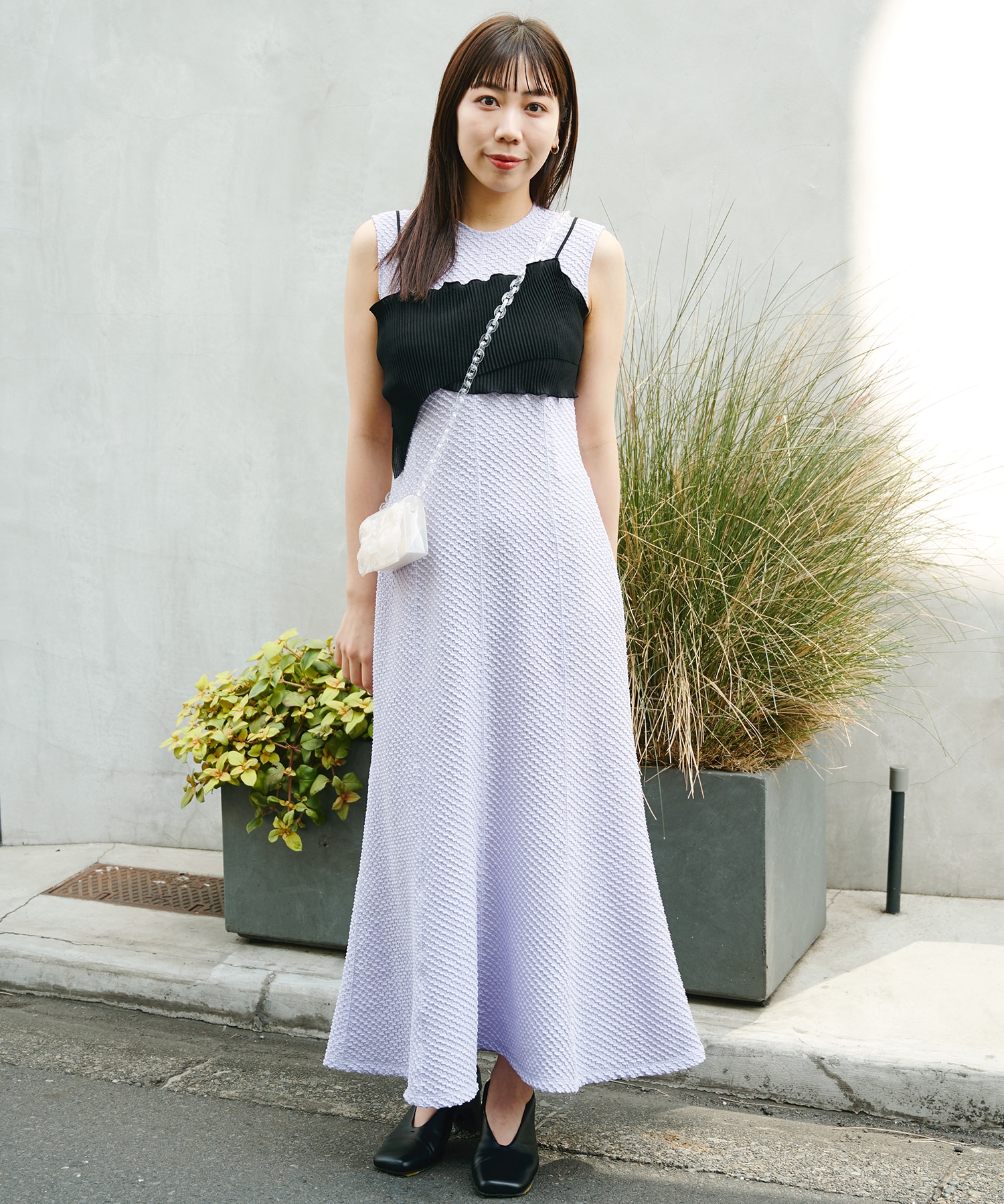 Shirring Jersey Jacquard Sleeveless Dress Mame Kurogouchi