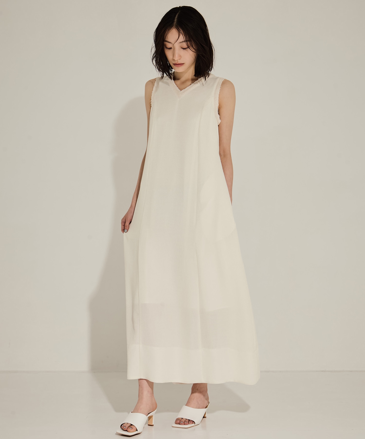 V Neck Sleeveless Mesh Dress STUDIOUS