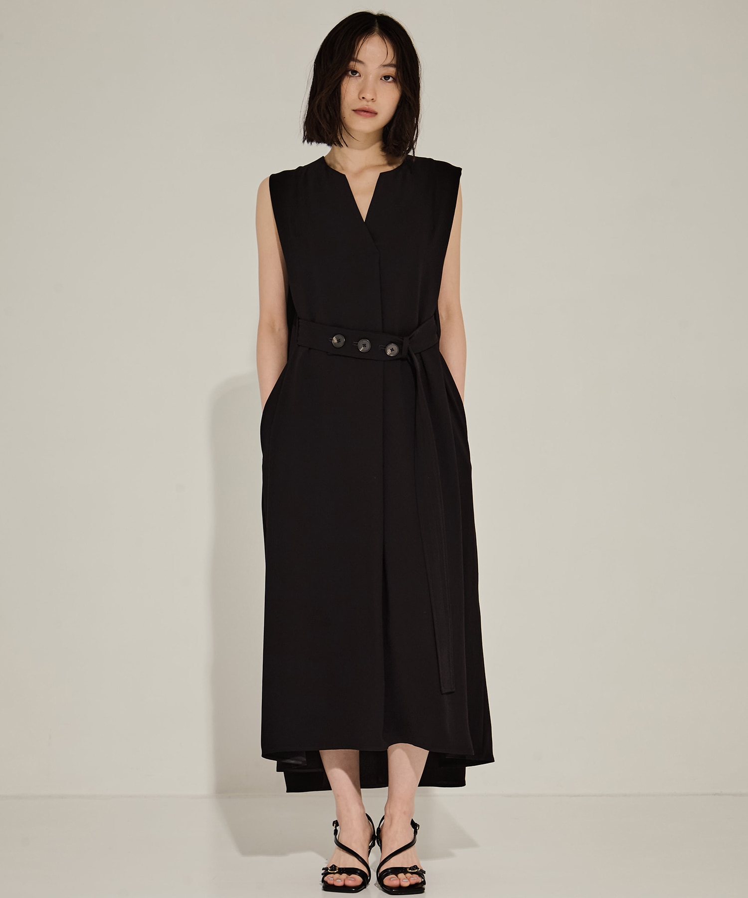 Back Satin Belted Dress STUDIOUS