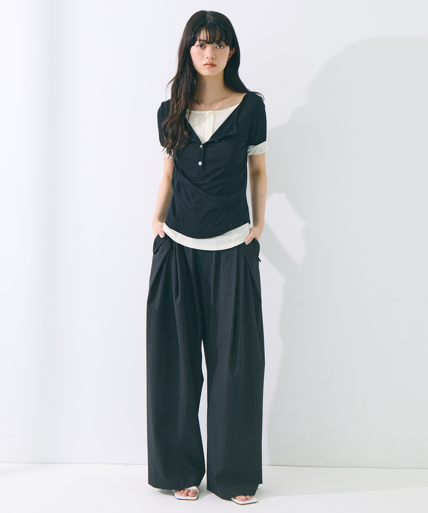 2Pac Henry Neck Tee(FREE BLACK): STUDIOUS: WOMENS｜ STUDIOUS