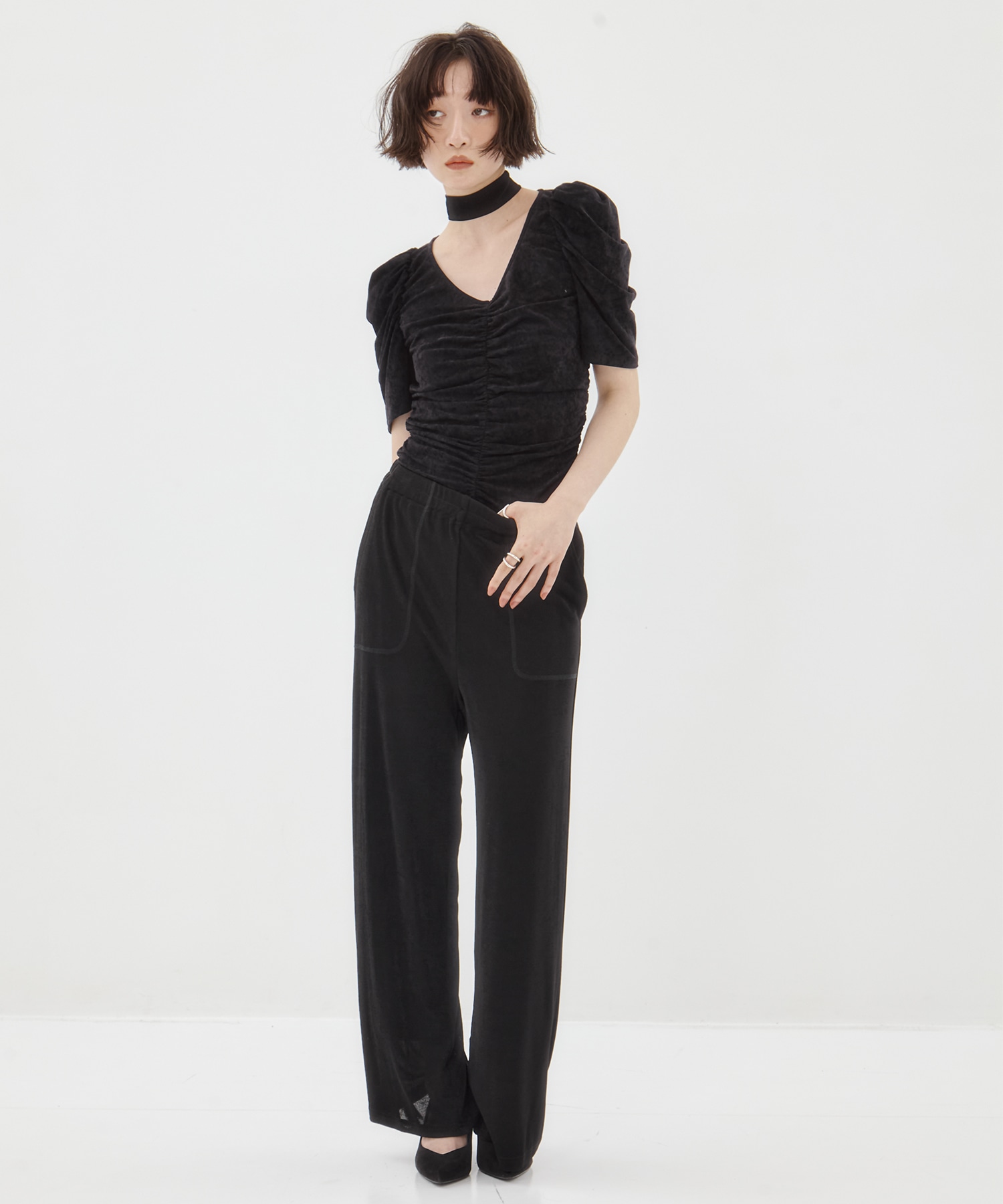 別注 VELOUR GATHERD TOP FETICO