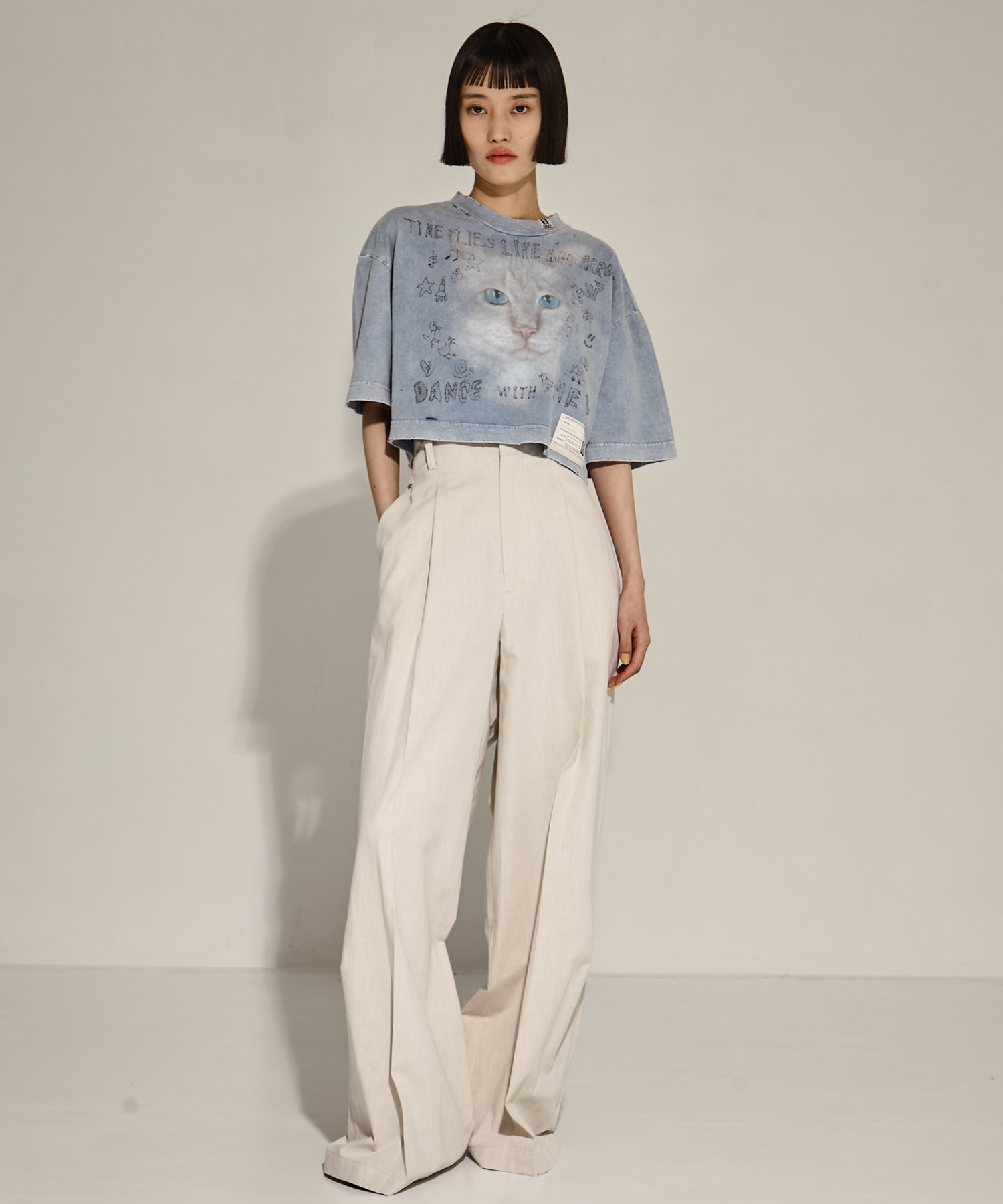 BLEACHED CROPPED TEE Maison MIHARA YASUHIRO
