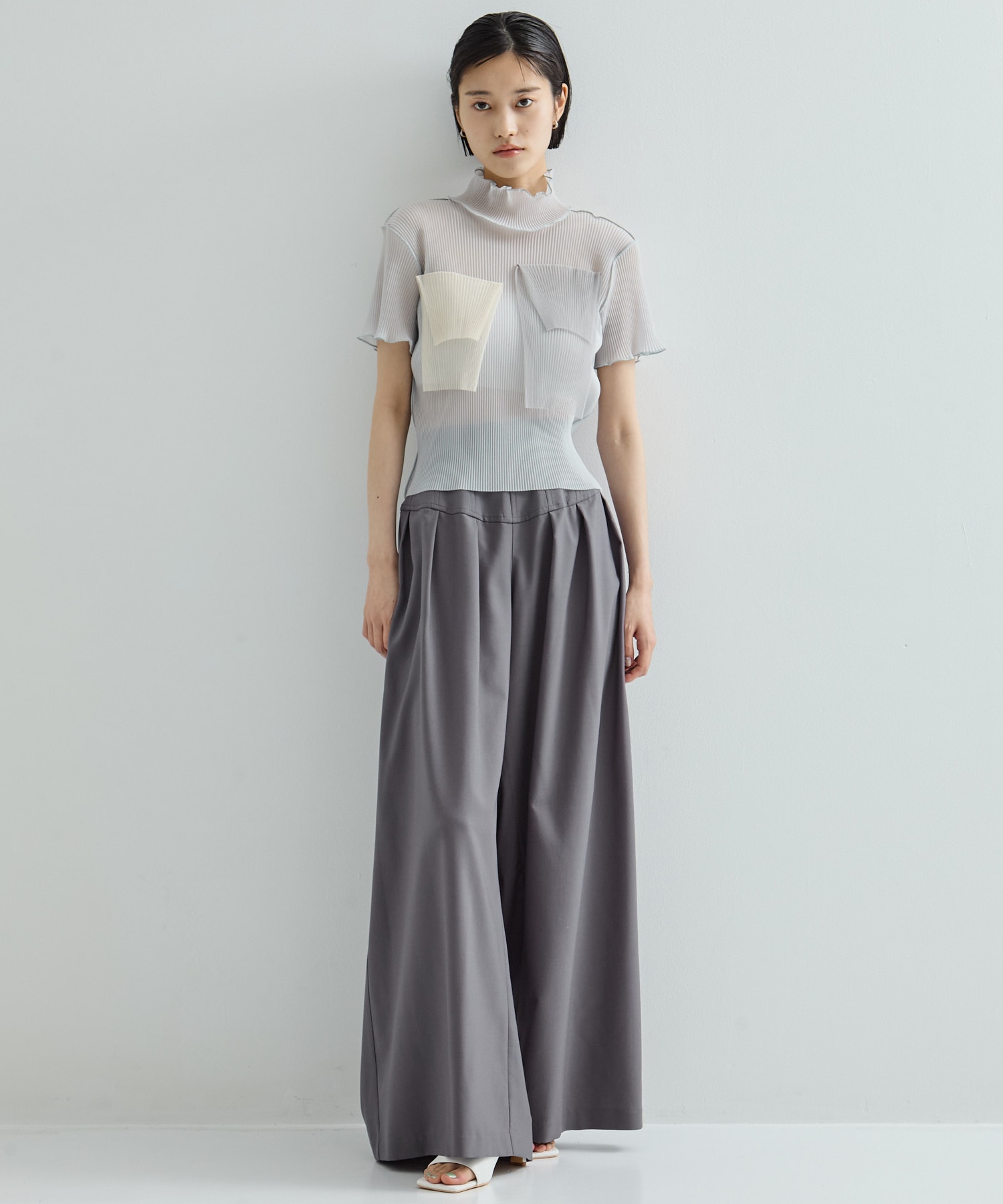 別注SHEER SHORT HIGHNECK SLEEVE TOP kotohayokozawa