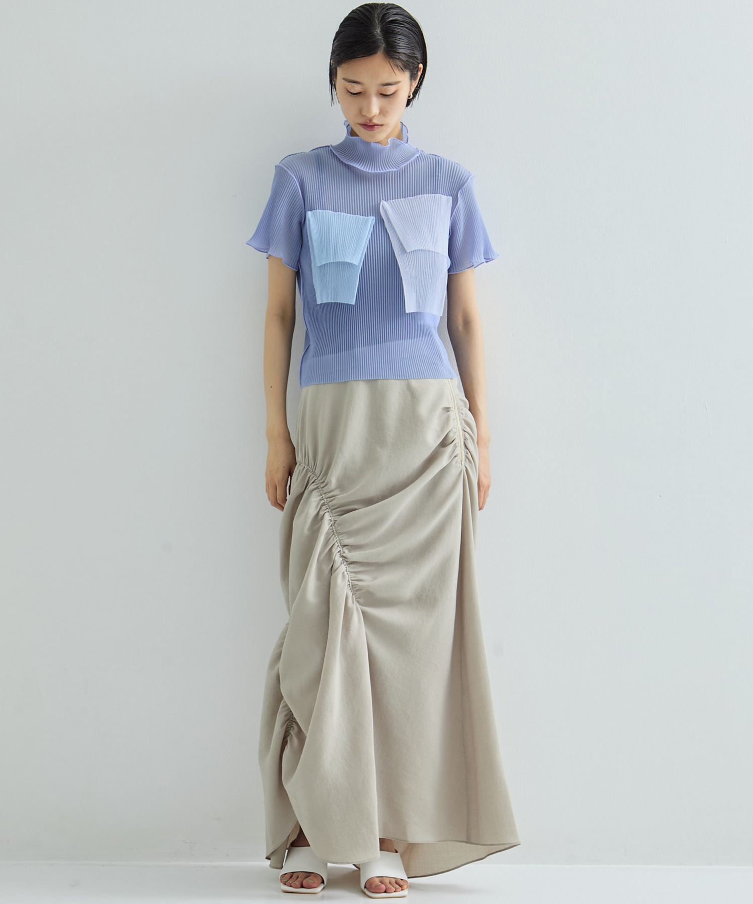 別注SHEER SHORT HIGHNECK SLEEVE TOP kotohayokozawa