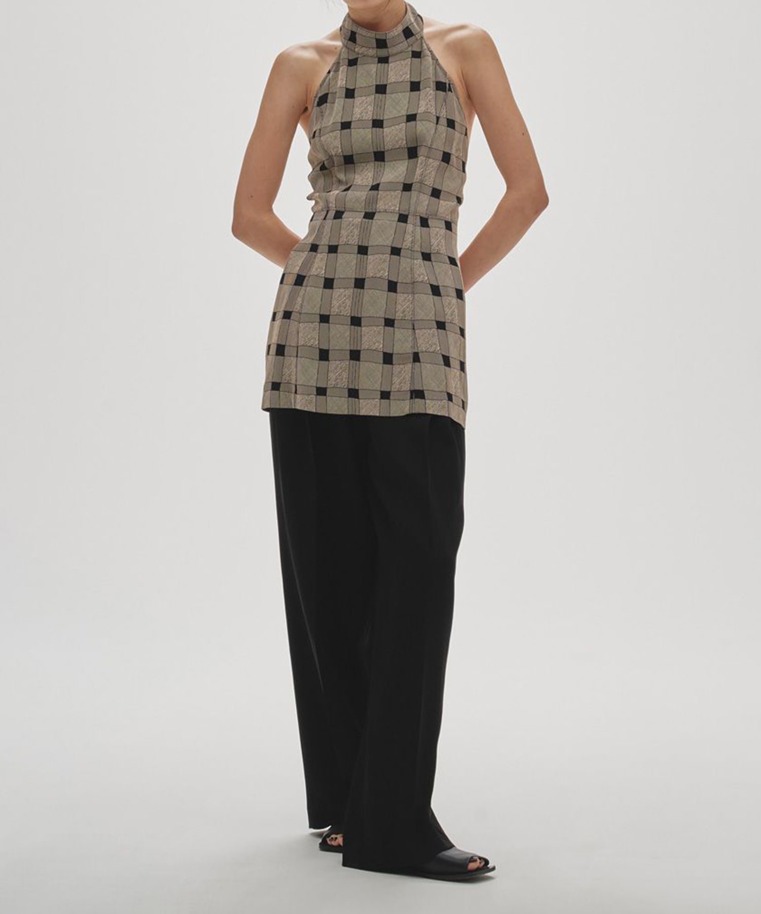 Halterneck Checkjaquard Top TODAYFUL