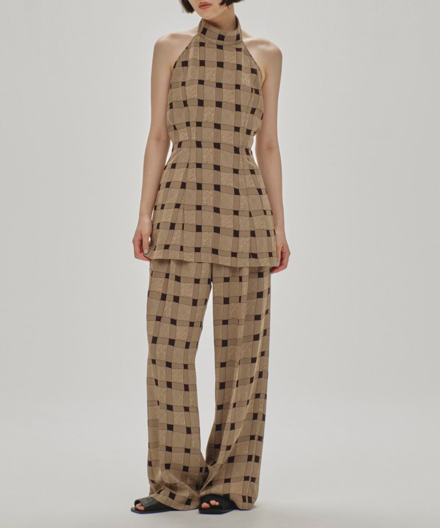 Halterneck Checkjaquard Top TODAYFUL