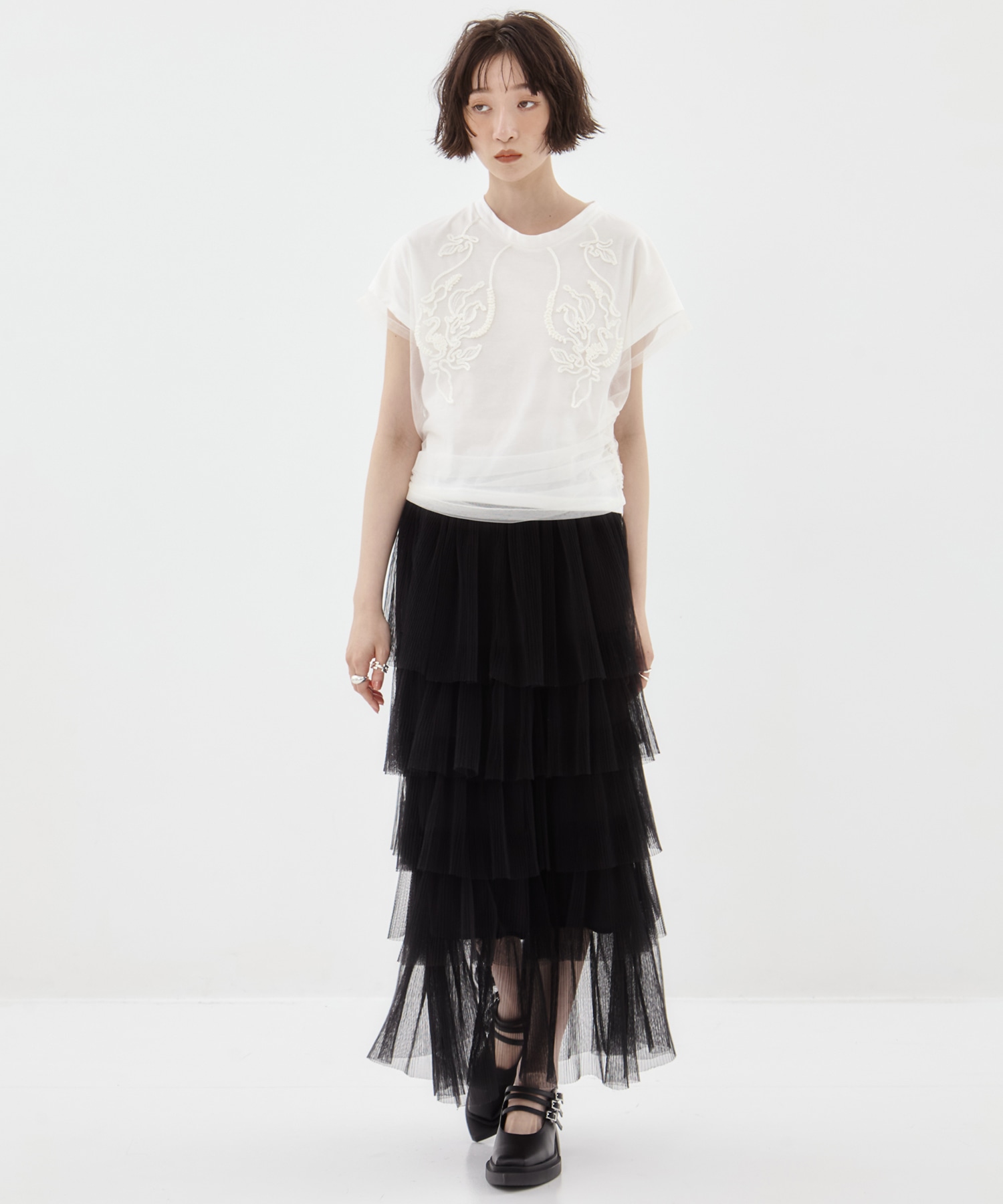 EX.embroidered tulle layered tops MURRAL
