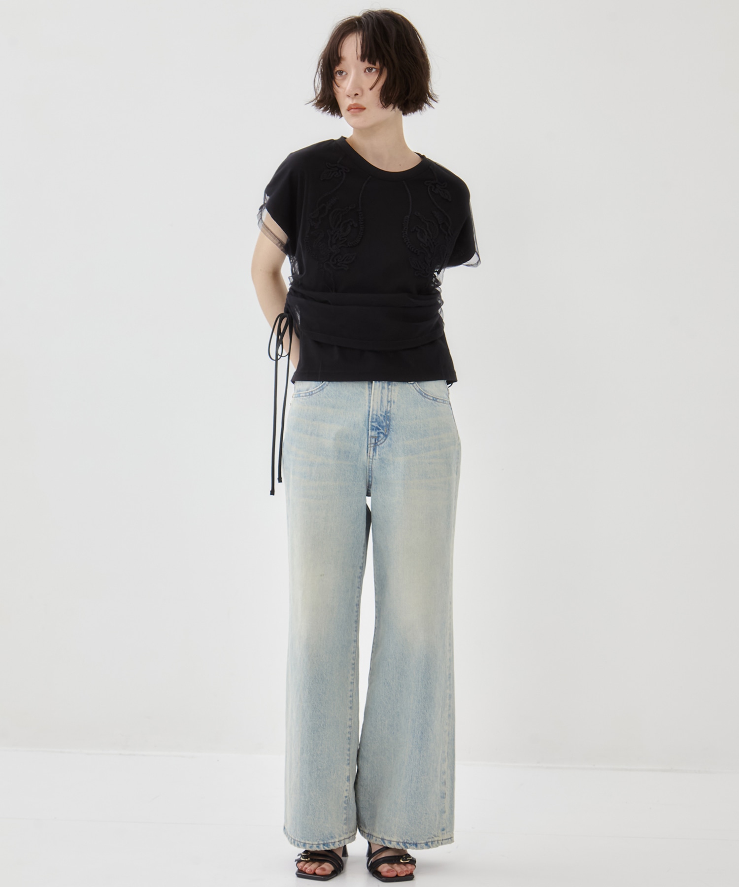 EX.embroidered tulle layered tops MURRAL