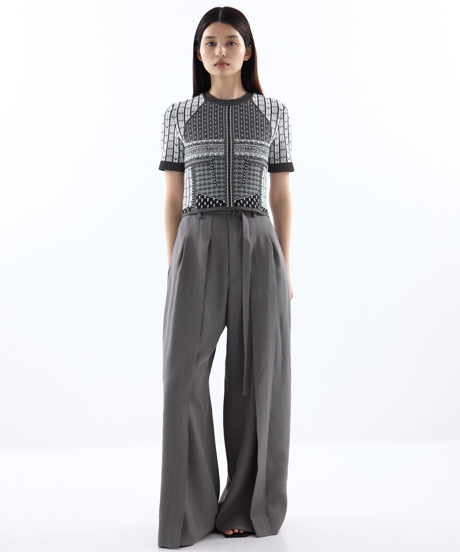 Geometric Pattern Knitted Top Mame Kurogouchi